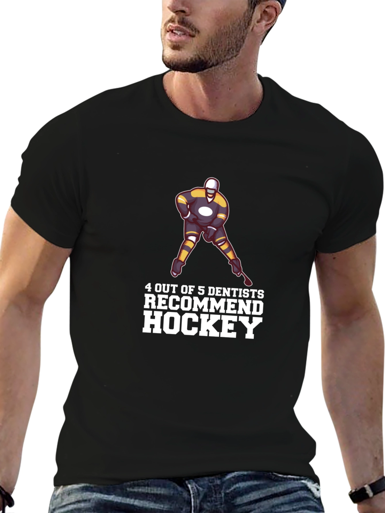 Black Hockey Dentist T-Shirt Funny Tee view 6