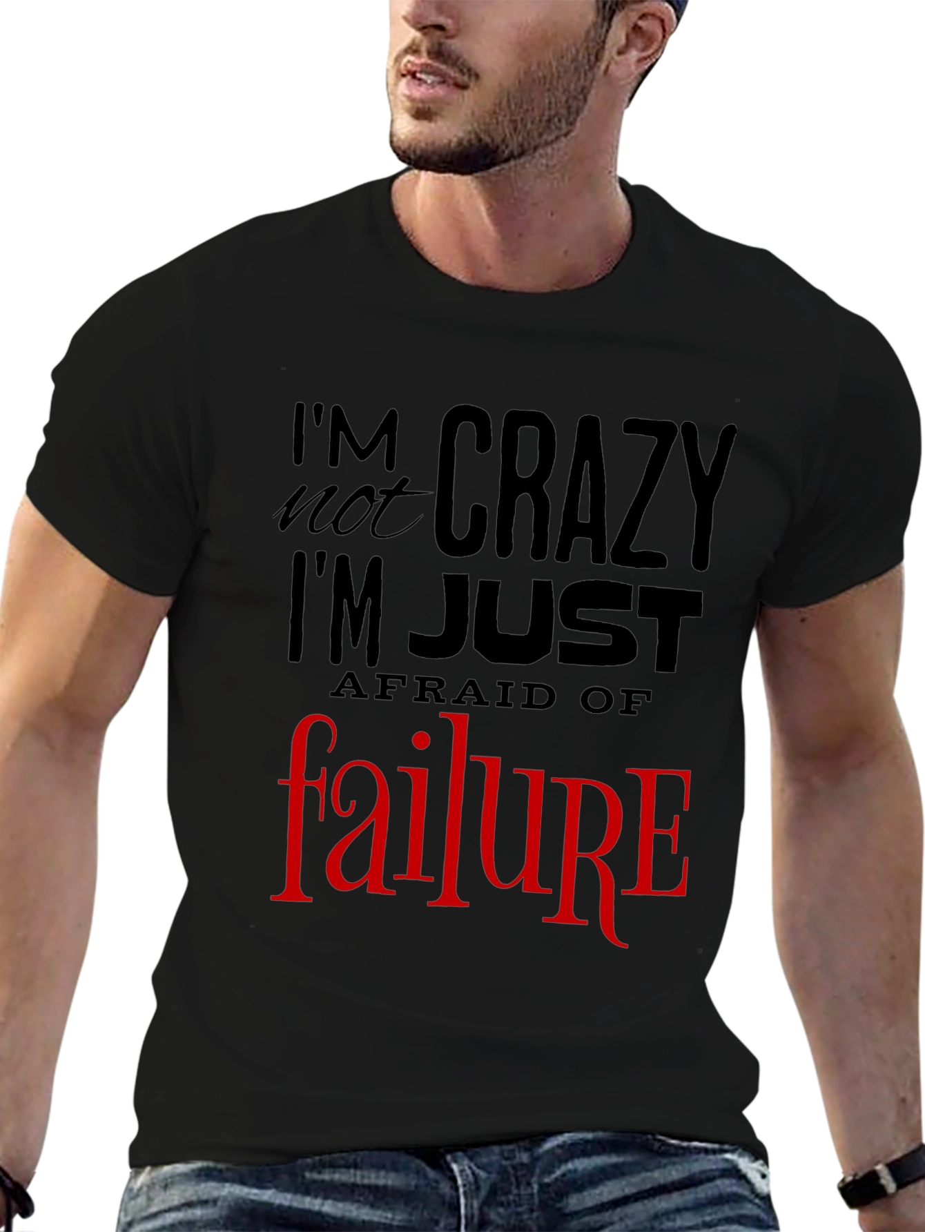 Black I'm Not Crazy T-Shirt: Fear of Failure Tee, Mens Graphic view 6