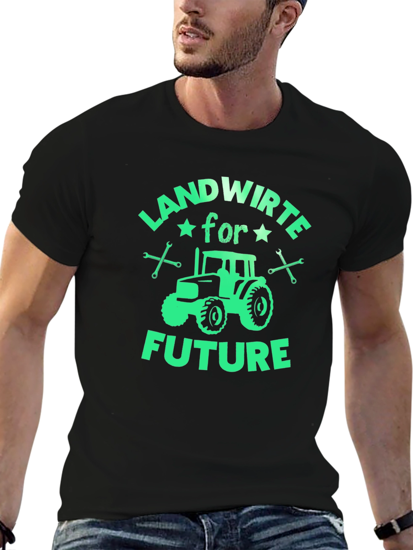 Black Landwirte for Future Graphic Tee - Tractor Design view 6