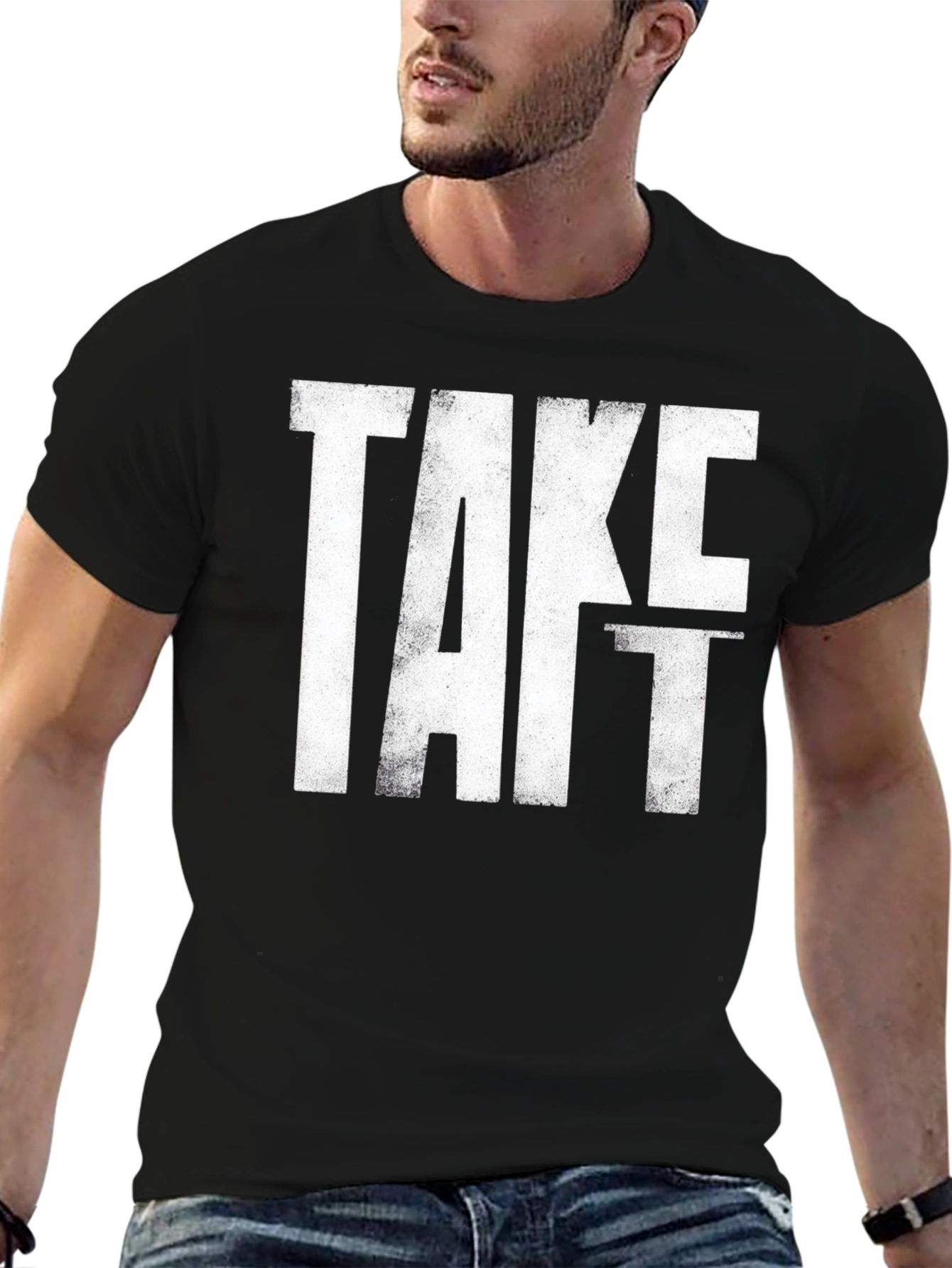 Black Take It Distressed Graphic Tee - Black Cotton T-Shirt view 6