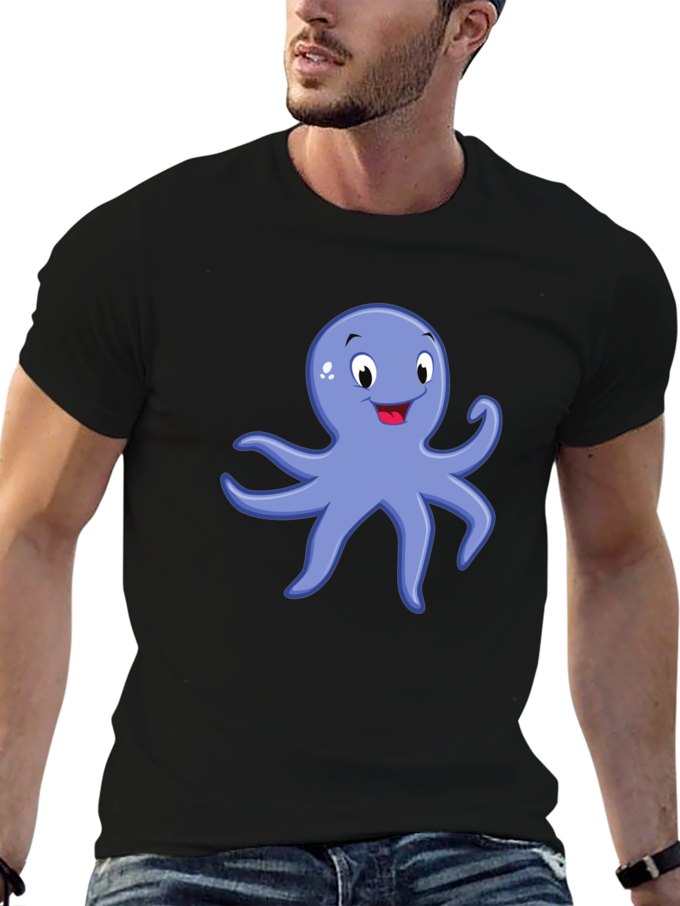 Black Octopus Graphic Tee - Black Cotton Blend view 6