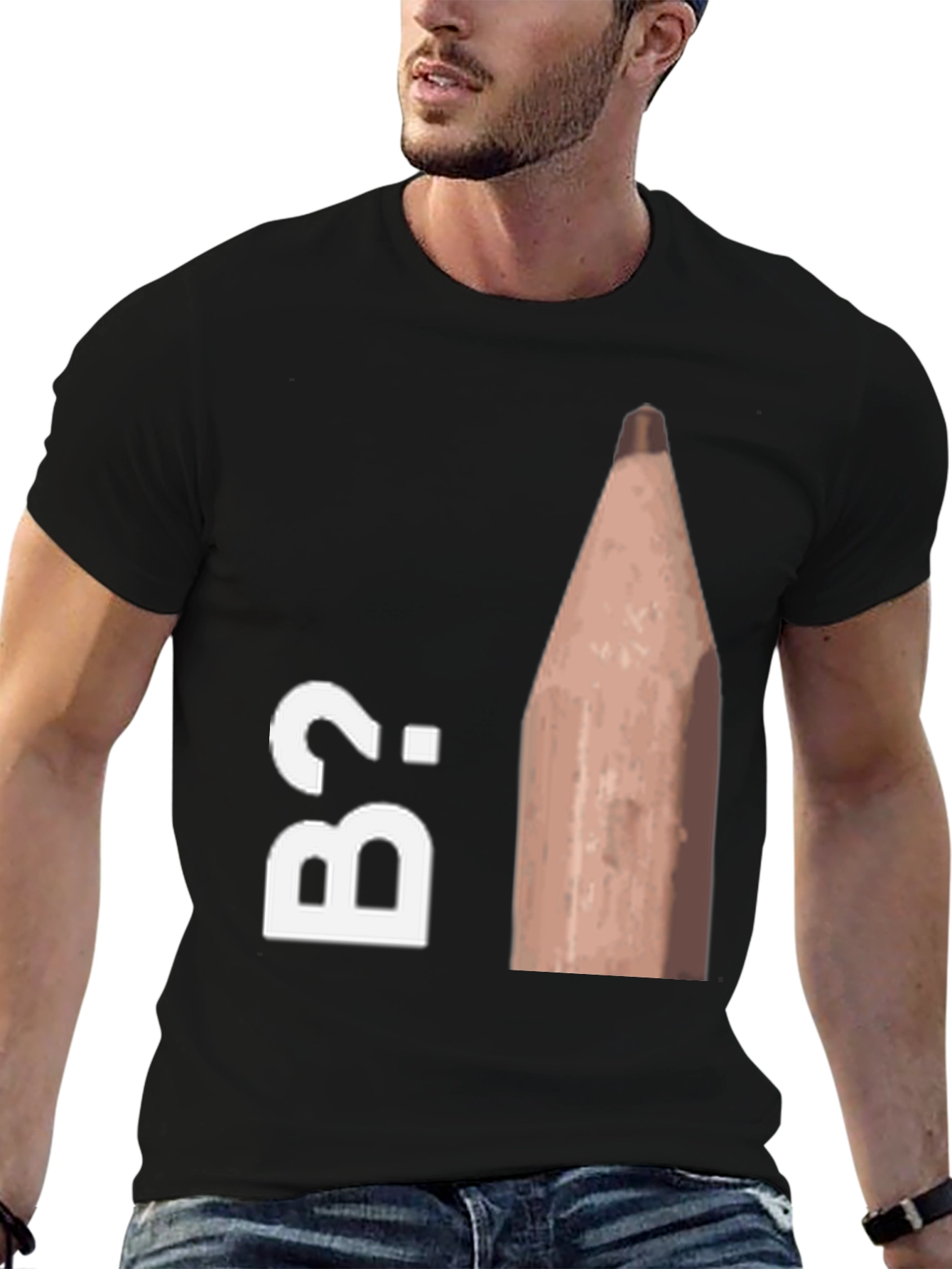 Black B2 Pencil Humor Graphic Tee view 6