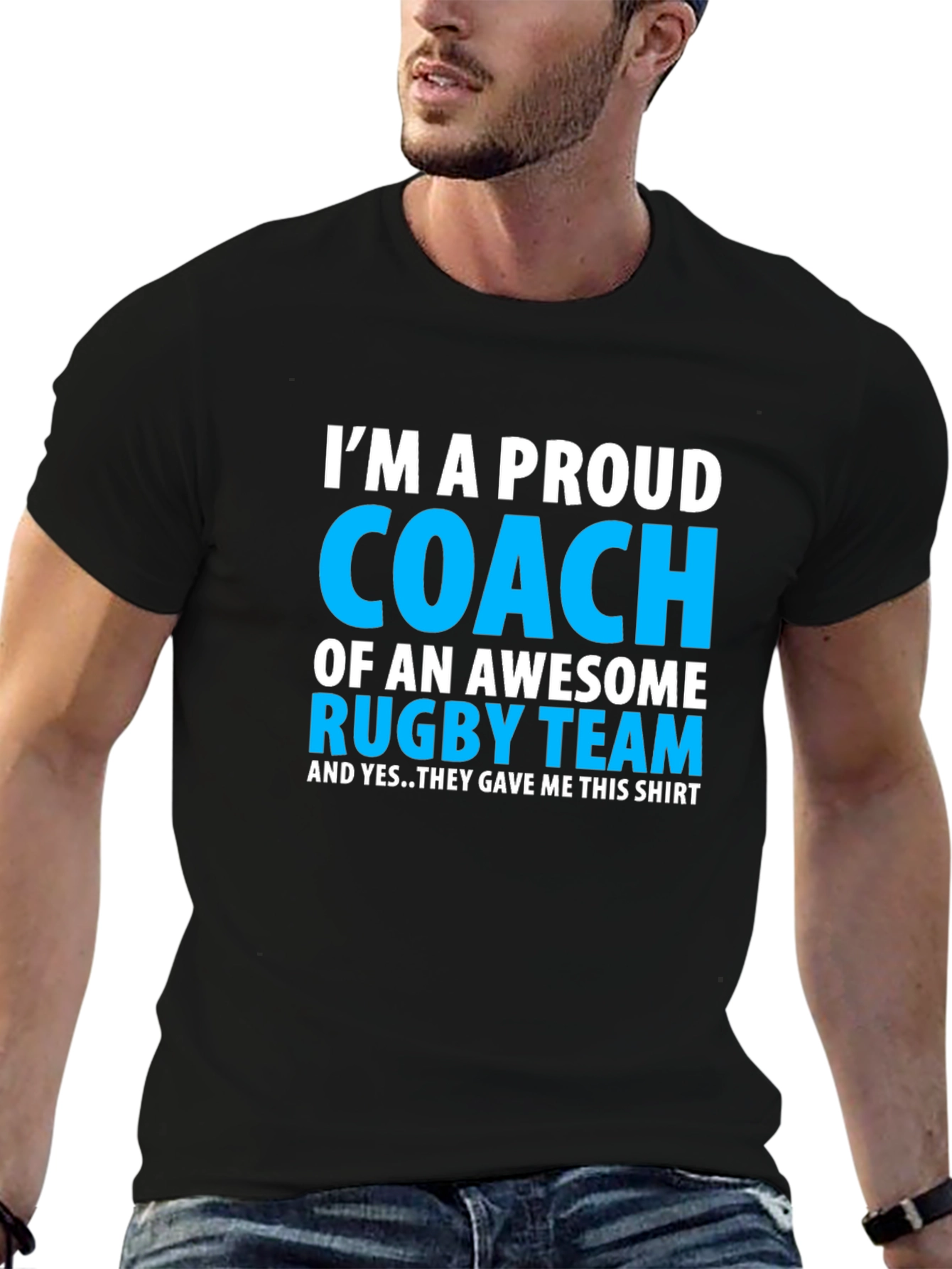 Black Proud Rugby Coach Graphic Tee - Gift Idea view 6