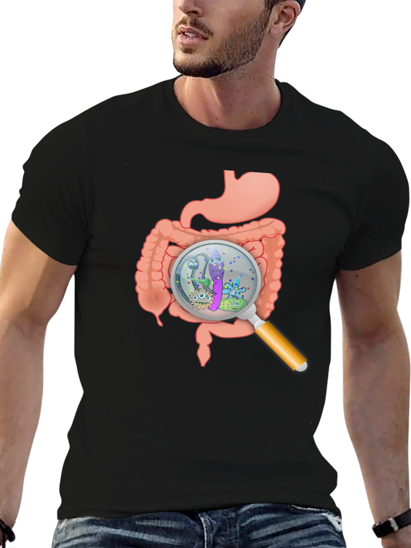 Black Gut Bacteria Graphic T-Shirt view 6