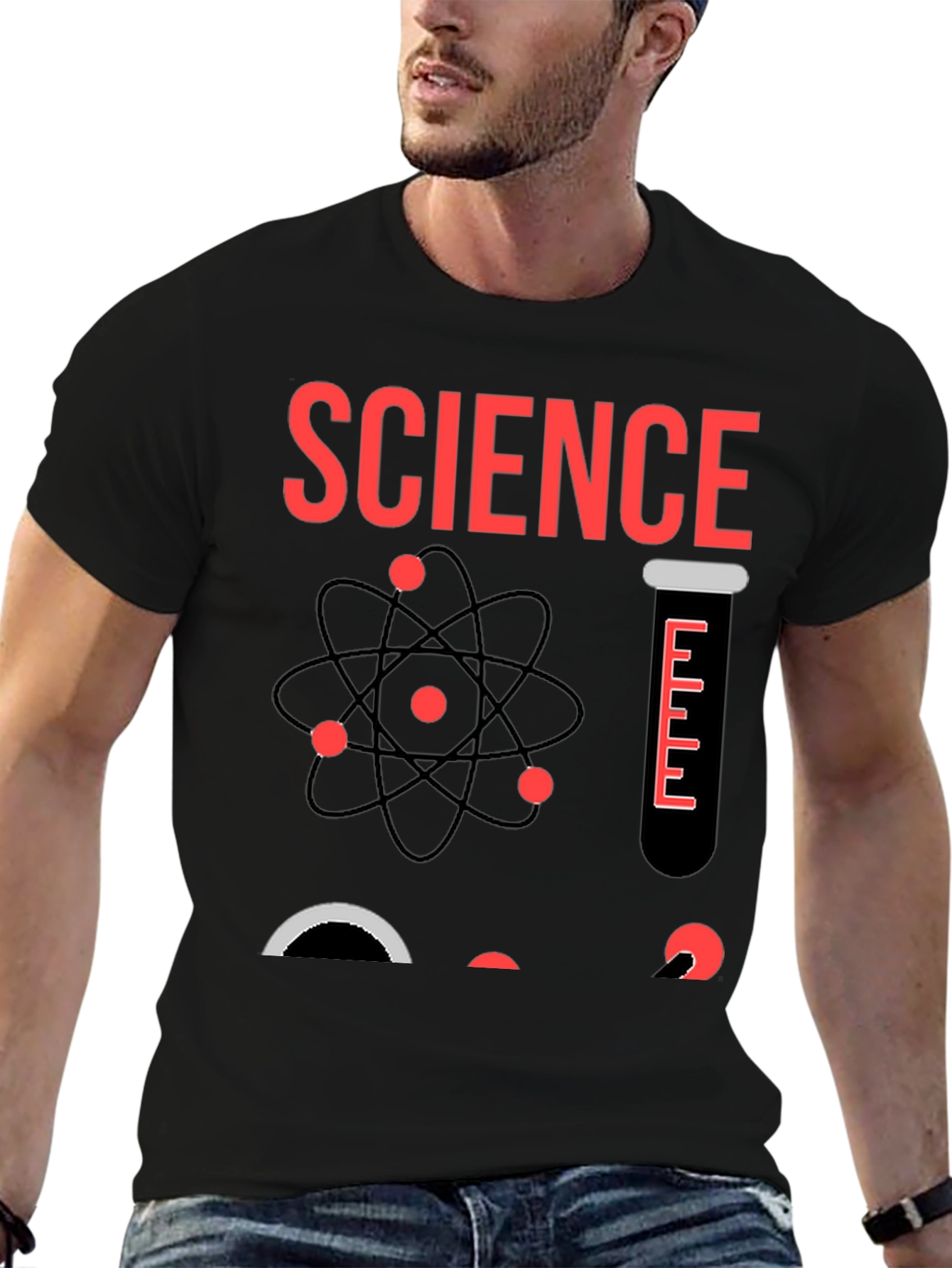 Black Science Graphic T-Shirt - Black Cotton Blend view 6