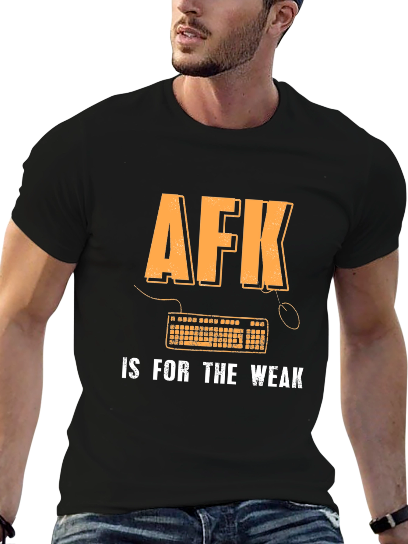 Black AFK is for the Weak Gamer T-Shirt view 6
