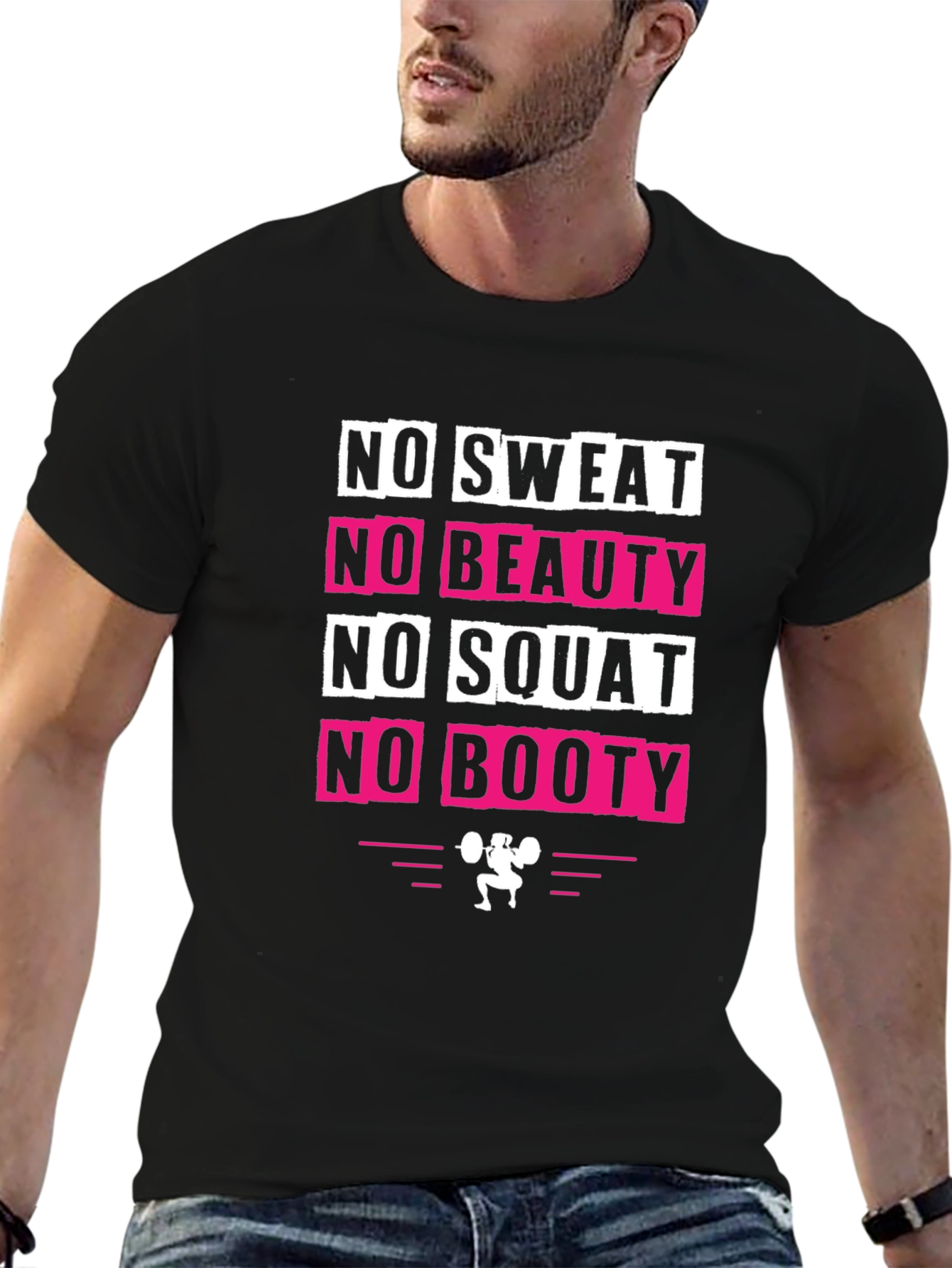 Black No Sweat No Booty Graphic Tee view 6