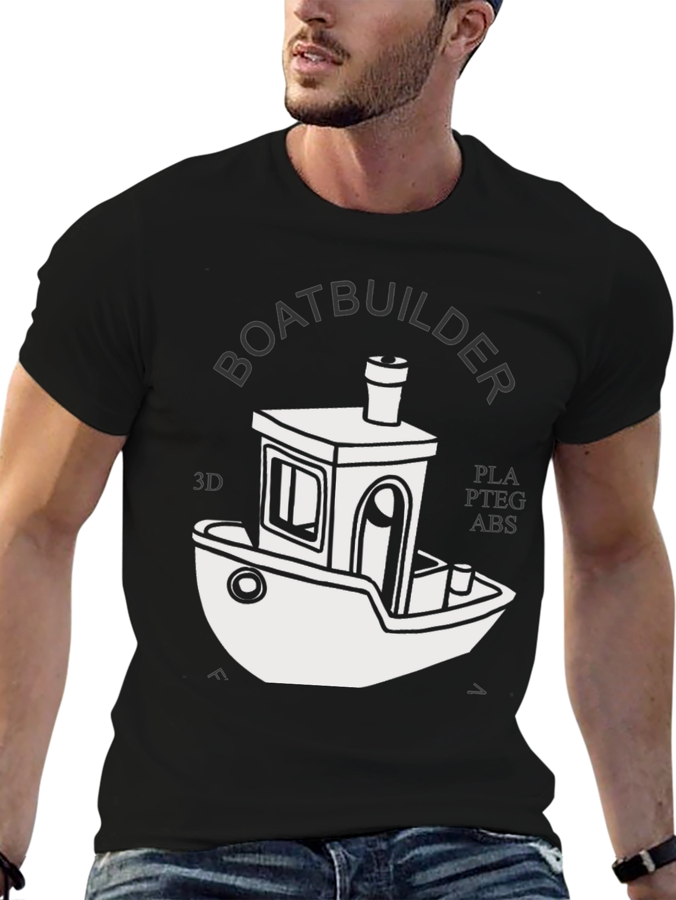 Black Boatbuilder 3D Printing T-Shirt - Black view 6