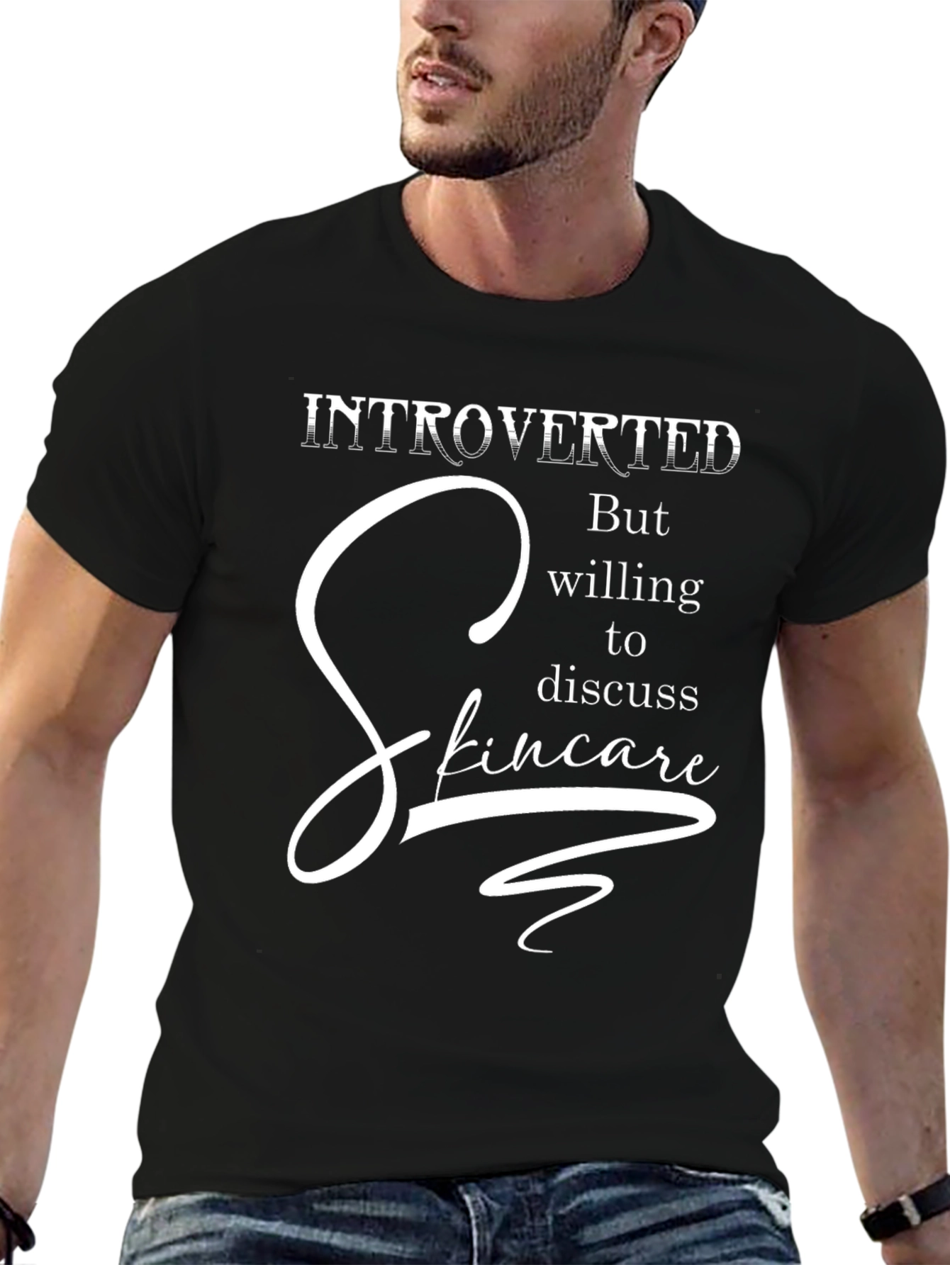 Black Introverted Skincare T-Shirt - Soft Cotton Tee view 6