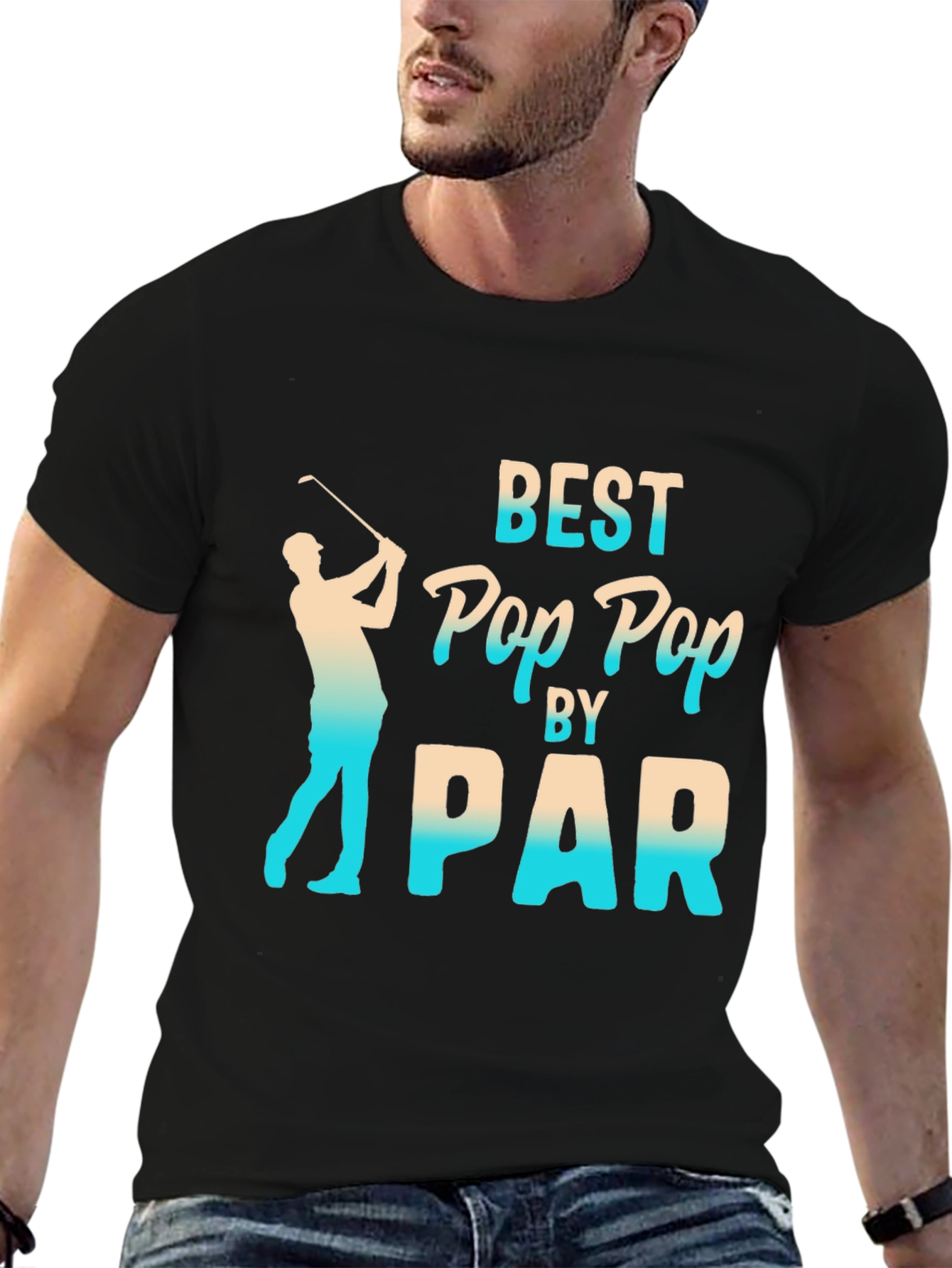 Black Best Pop Pop by Par T-Shirt - Golf Lover Gift view 6