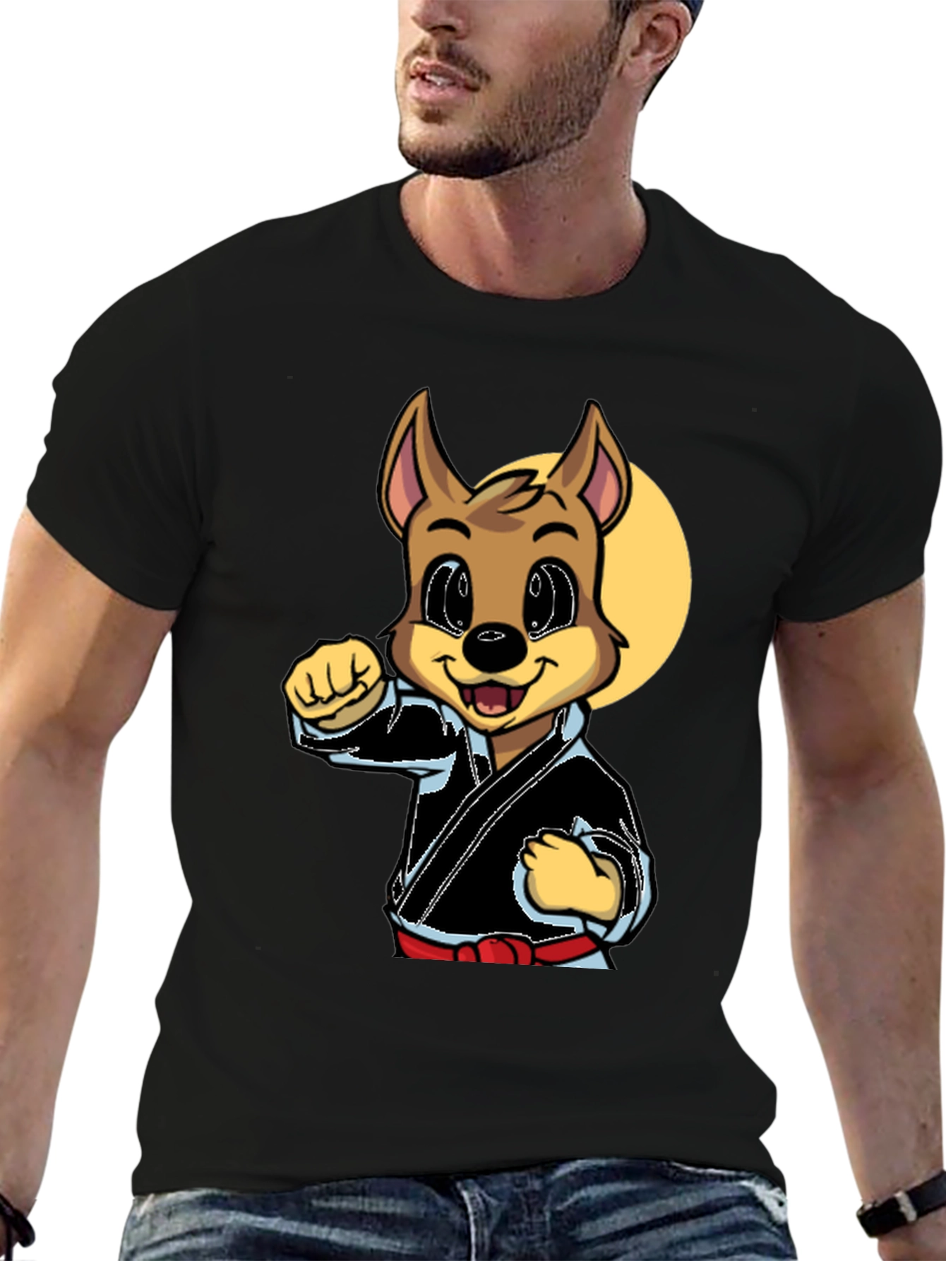 Black Karate Dog Graphic Tee - Black Martial Arts Shirt view 6