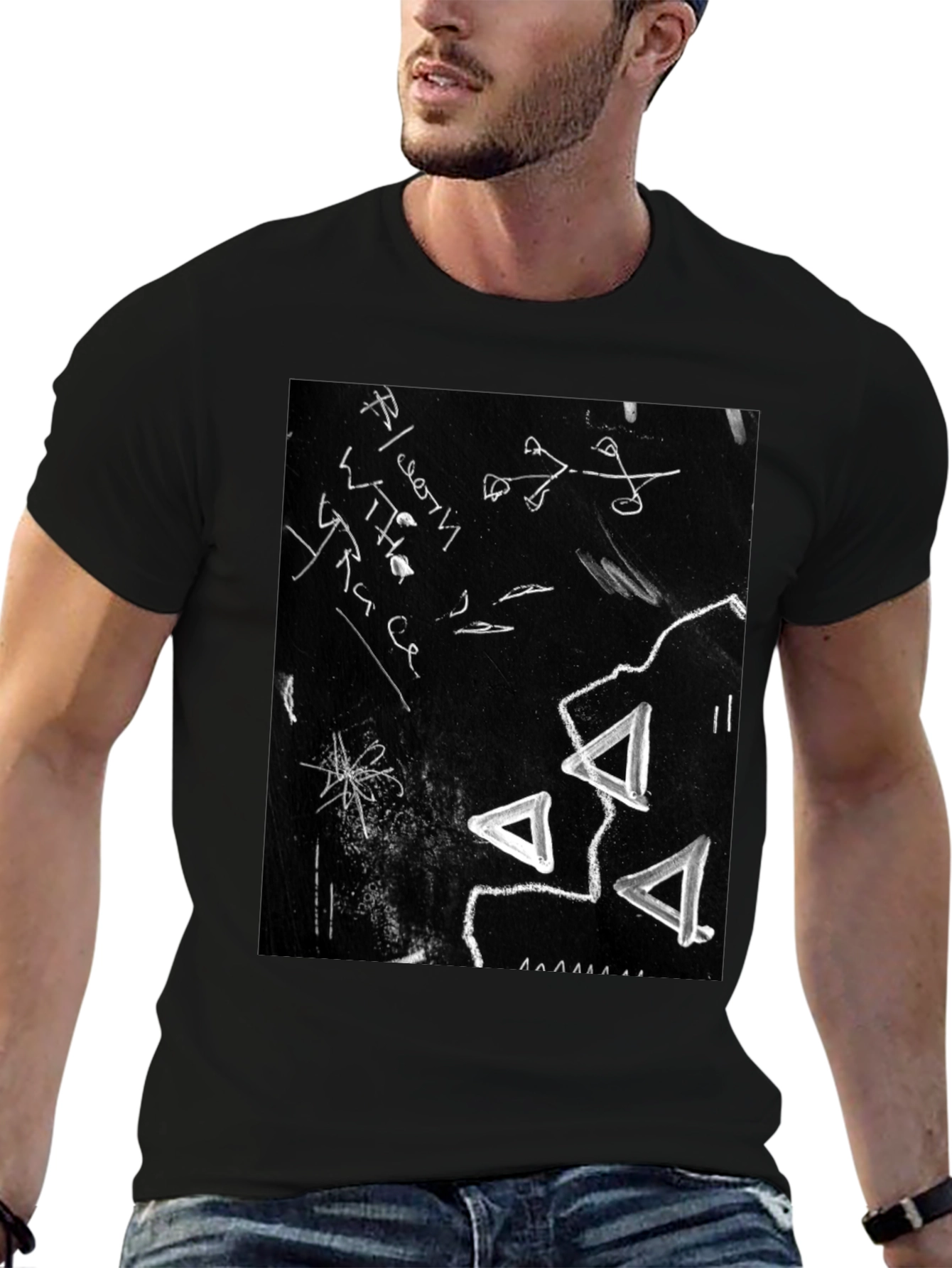 Black Abstract Black Graphic Tee view 6