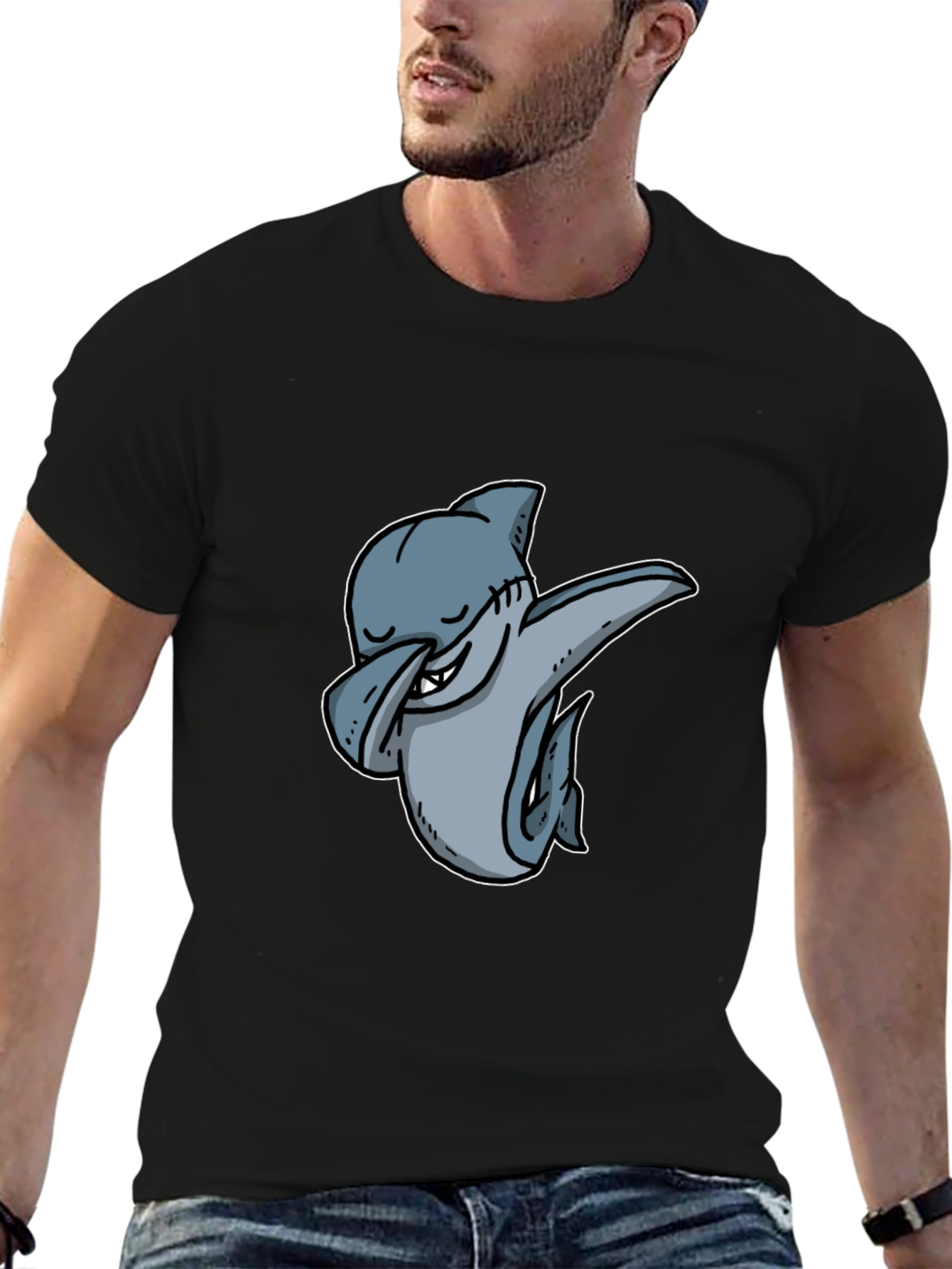 Black Dabbing Shark Graphic Tee - Cool & Trendy view 6