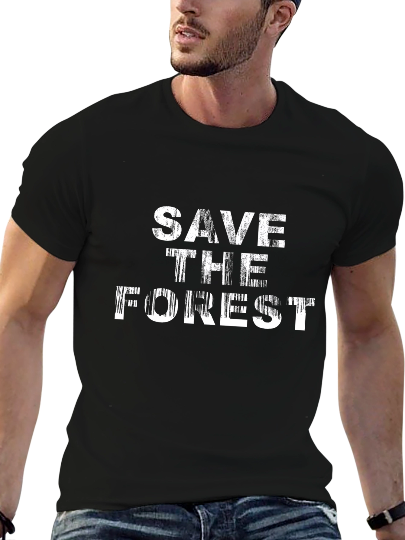 Black Save the Forest Graphic T-Shirt - Eco Friendly view 6