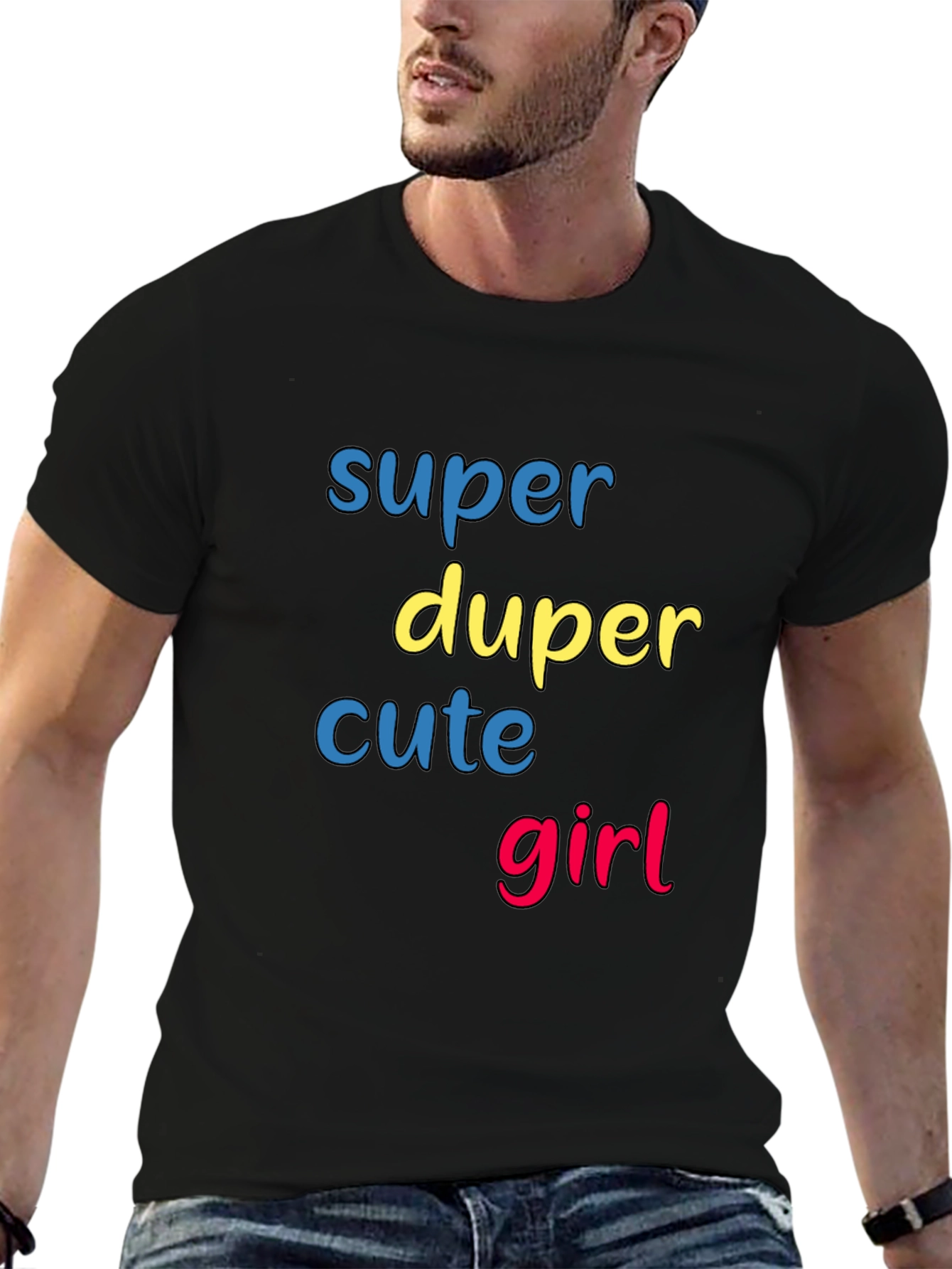 Black Super Duper Cute Girl Graphic T-Shirt view 6