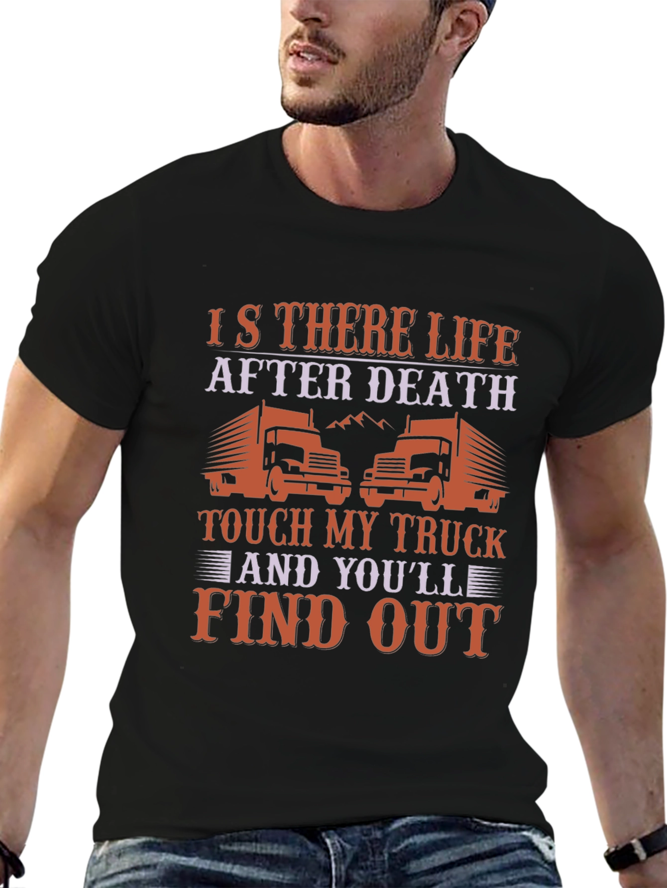Black Trucker T-Shirt - Is There Life After Death? view 6