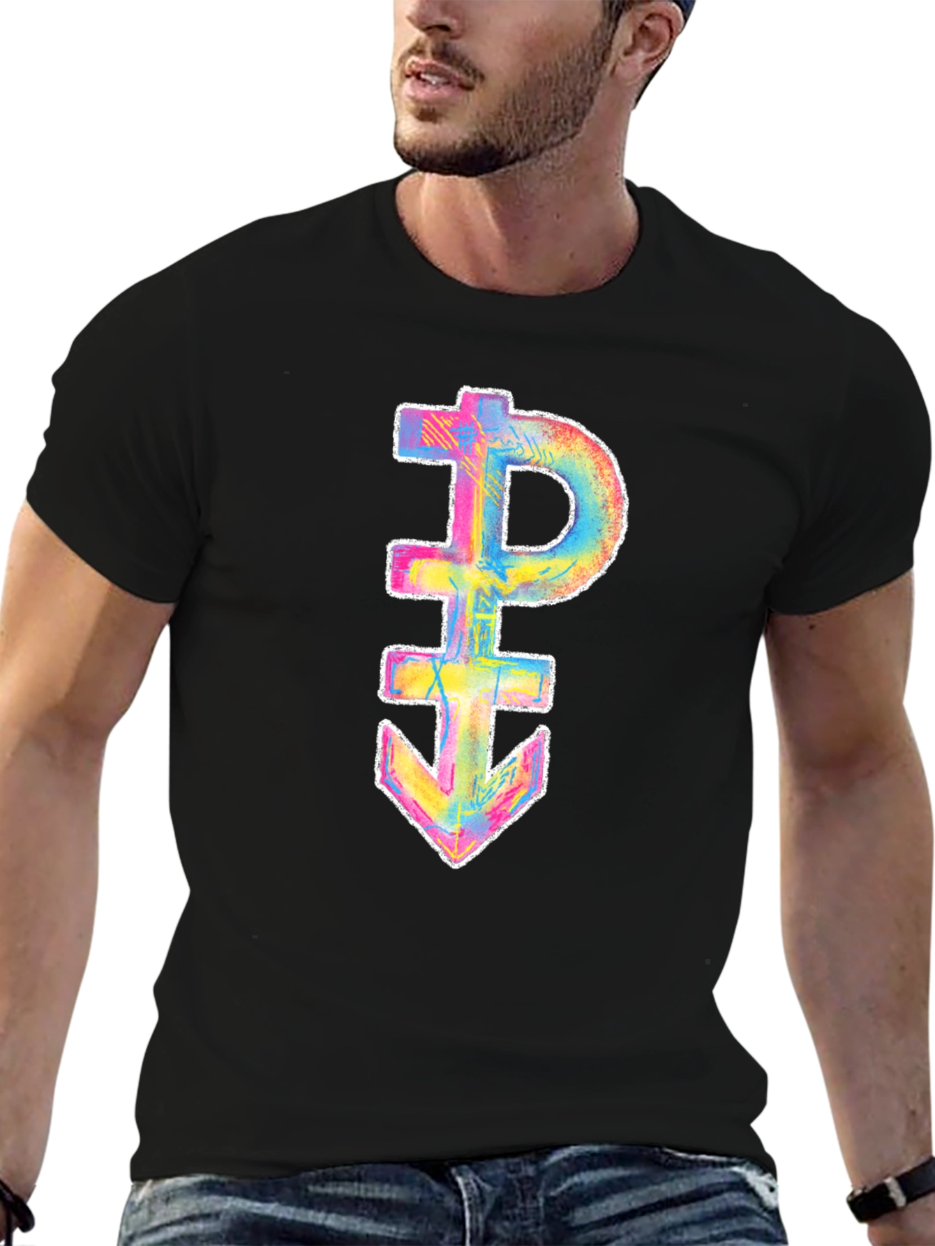 Black Rainbow Prince Symbol Black T-Shirt view 6