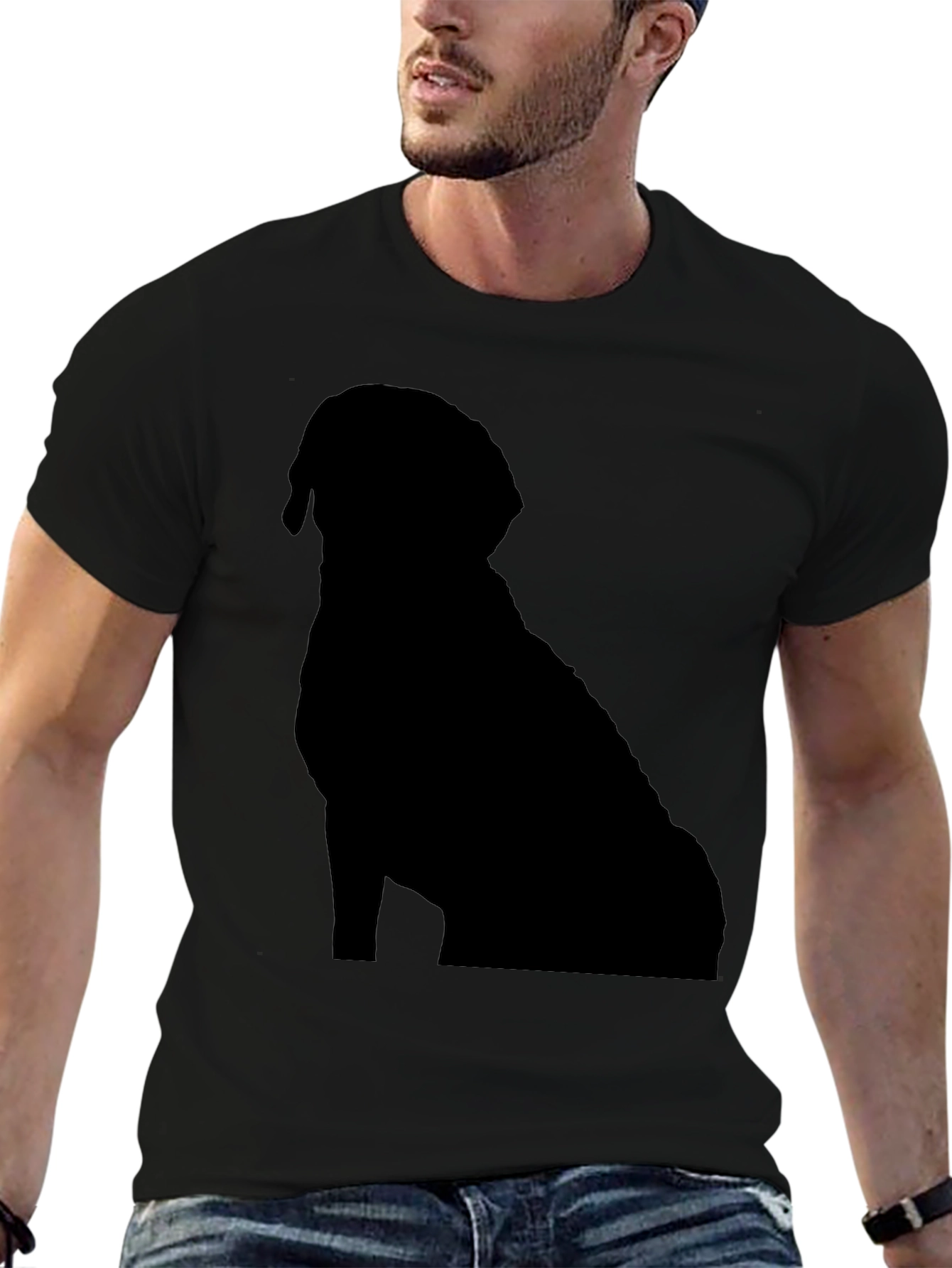 Black Dog Silhouette Black T-Shirt | Pet Lover Apparel view 6