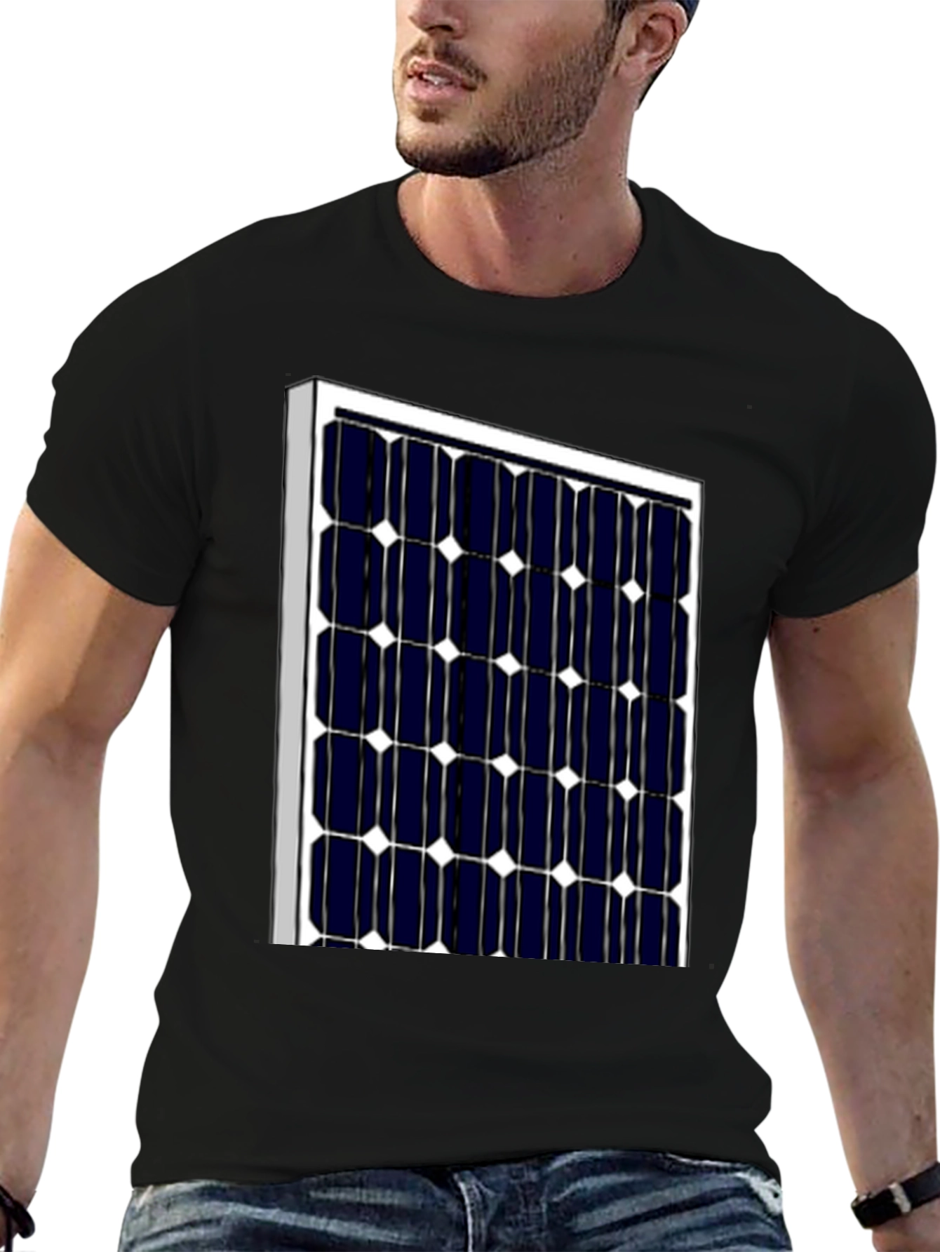 Black Solar Panel Graphic T-Shirt - Eco-Friendly Style view 6