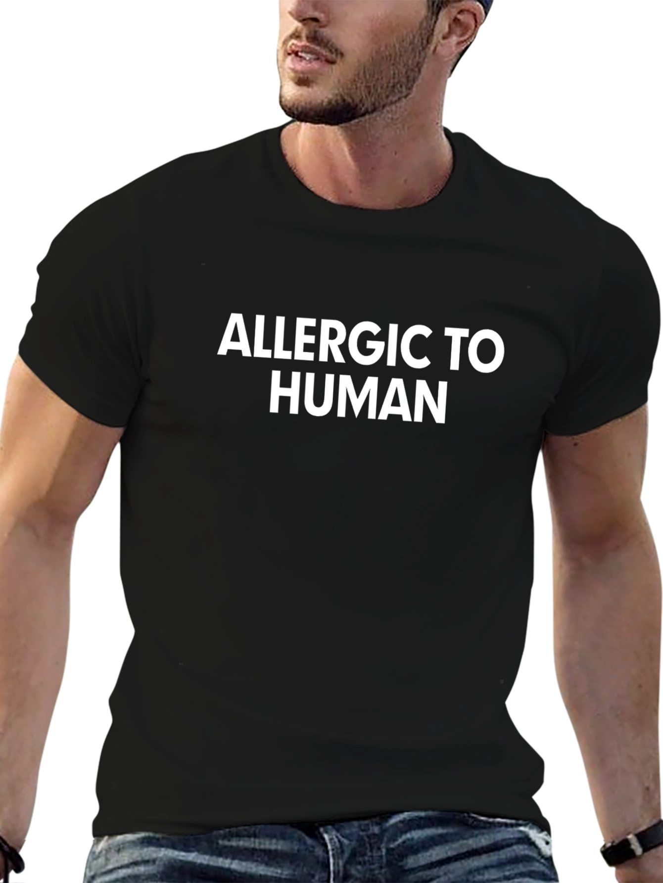 Black Allergic to Human Graphic Tee view 6
