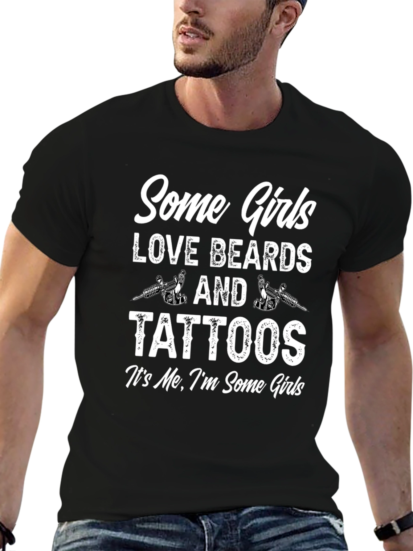 Black Some Girls Love Beards and Tattoos Graphic Tee view 6