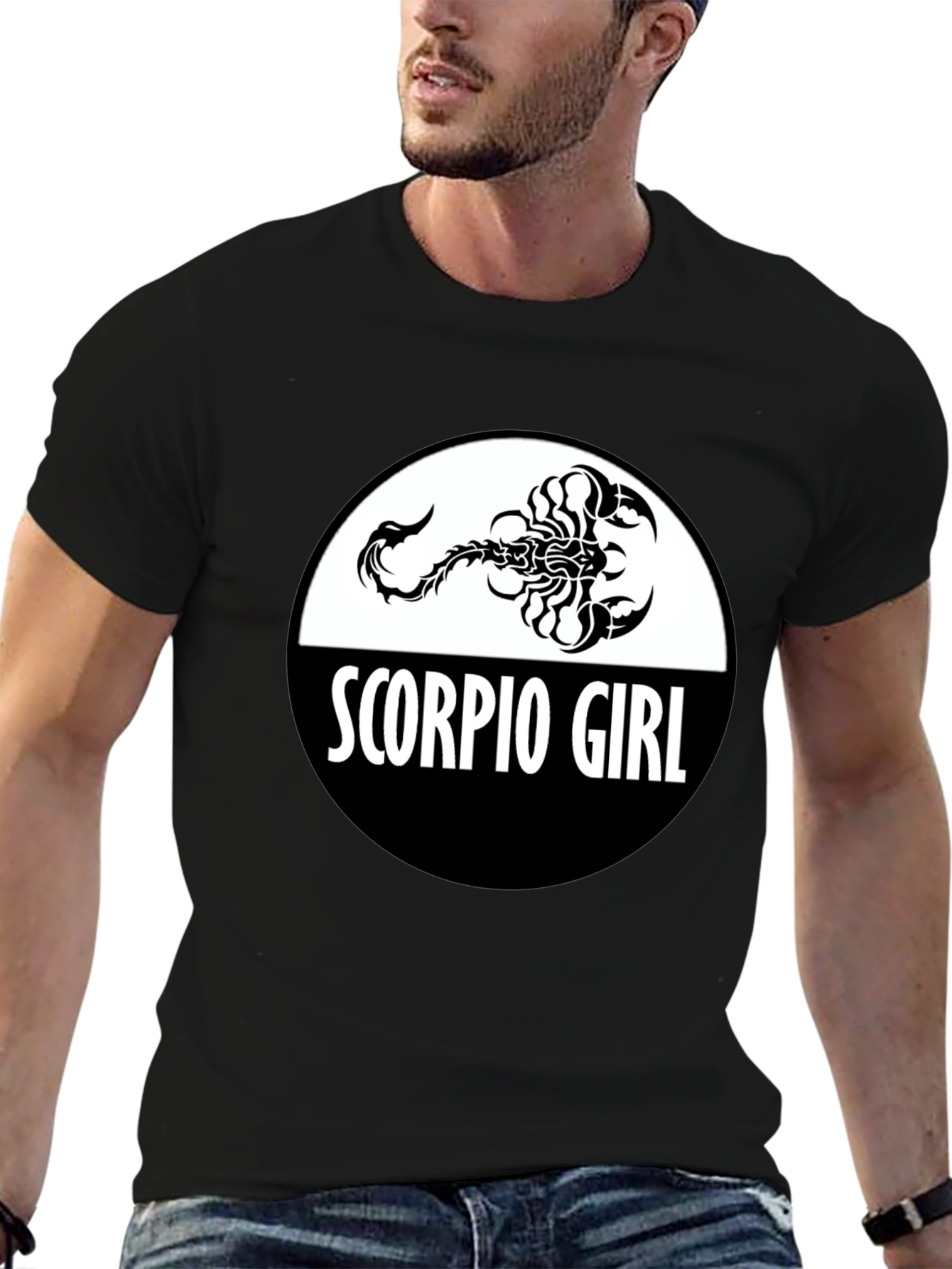 Black Scorpio Girl Zodiac Sign T-Shirt - Black view 6