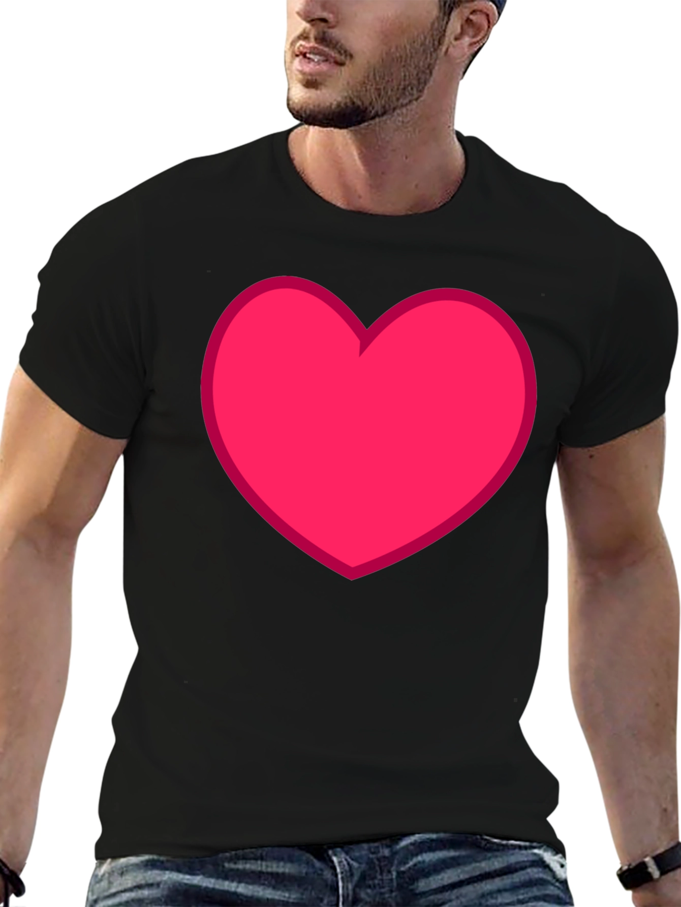 Black Heart Graphic Tee - Black Casual Cotton T-Shirt view 6