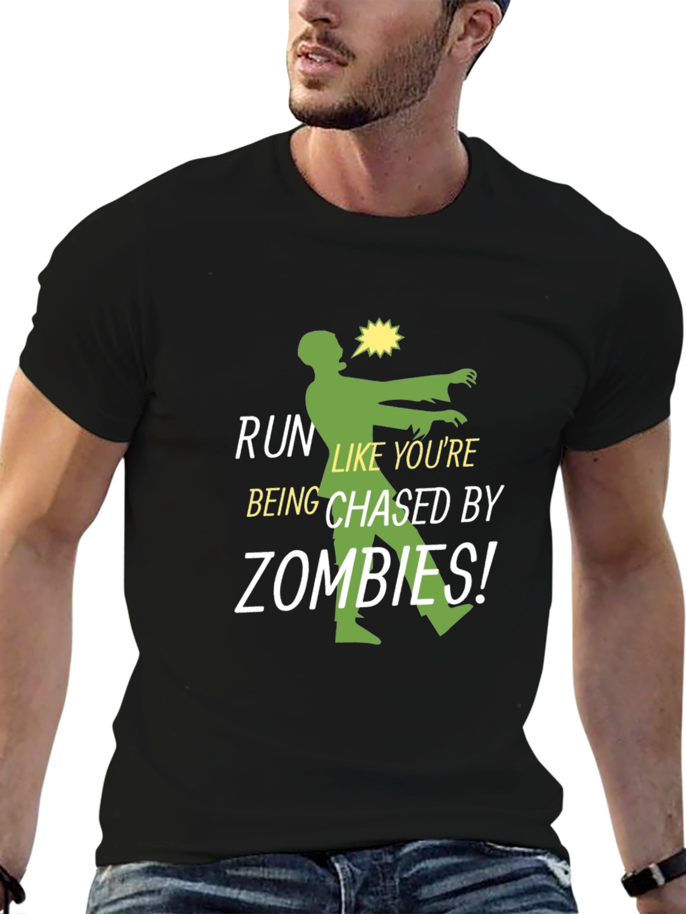 Black Run Like You're Chased By Zombies T-Shirt view 6