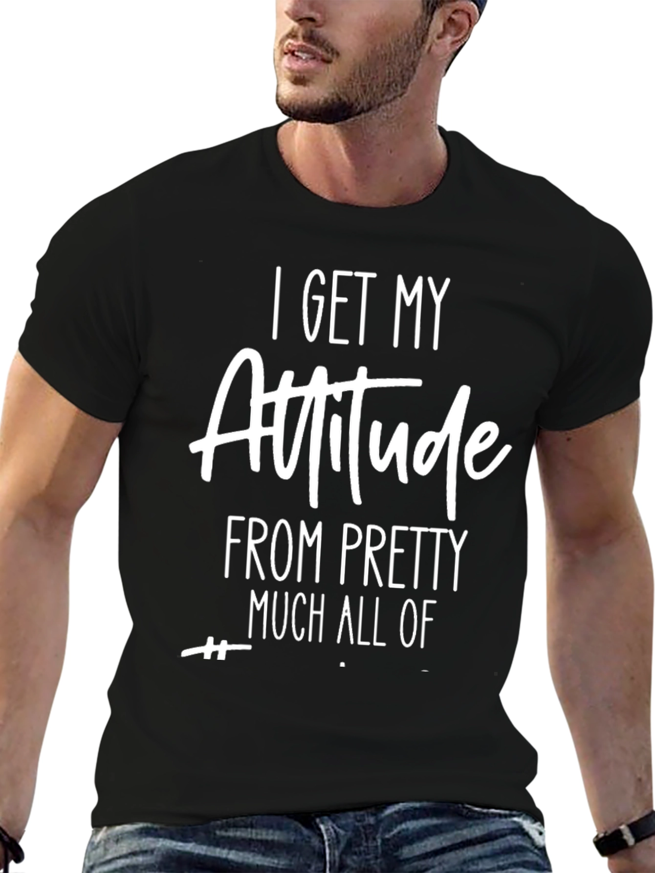 Black Attitude Graphic Tee - Funny Statement Shirt view 6
