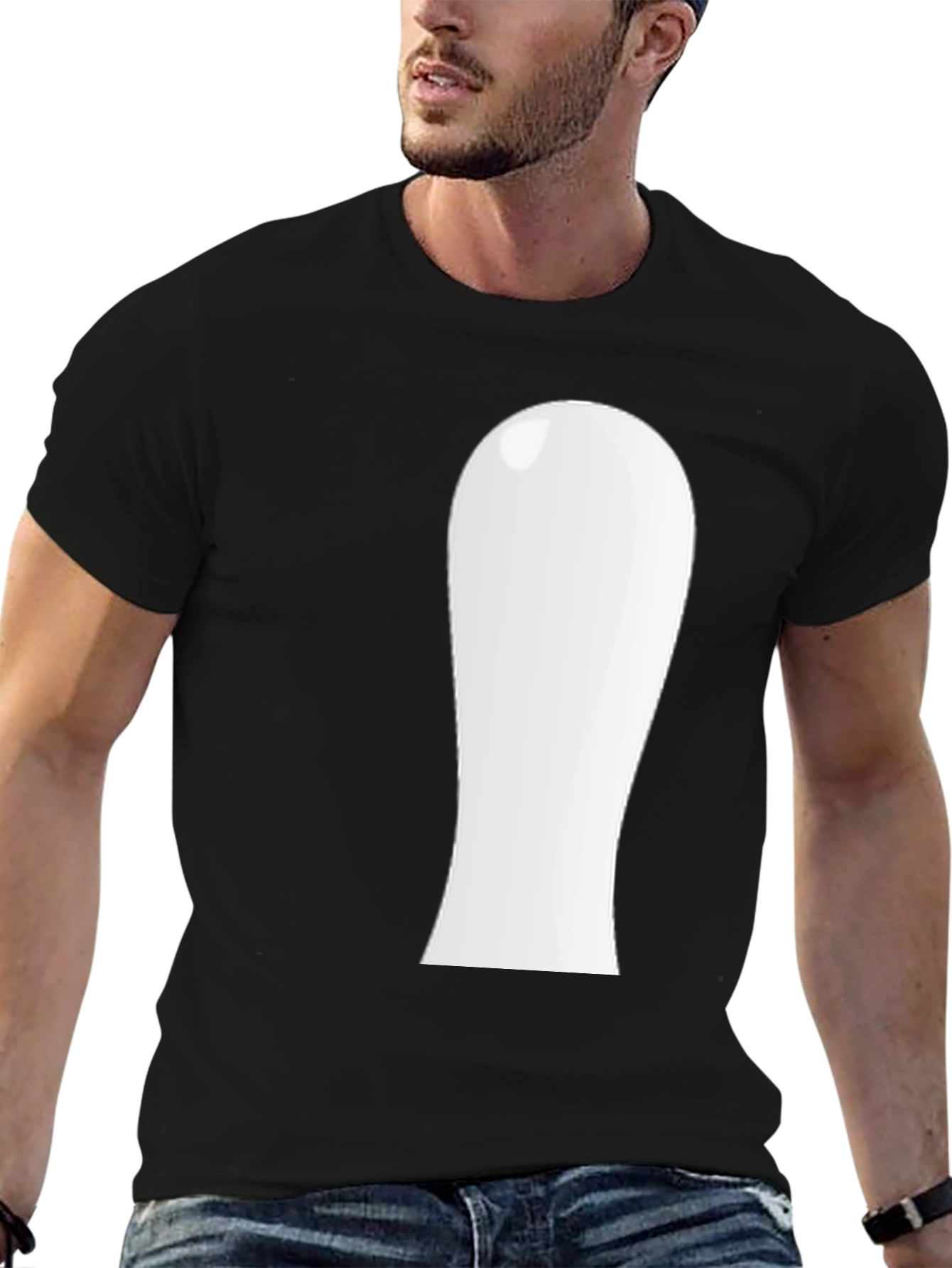 Black Novelty White Blob Graphic Black T-Shirt view 6