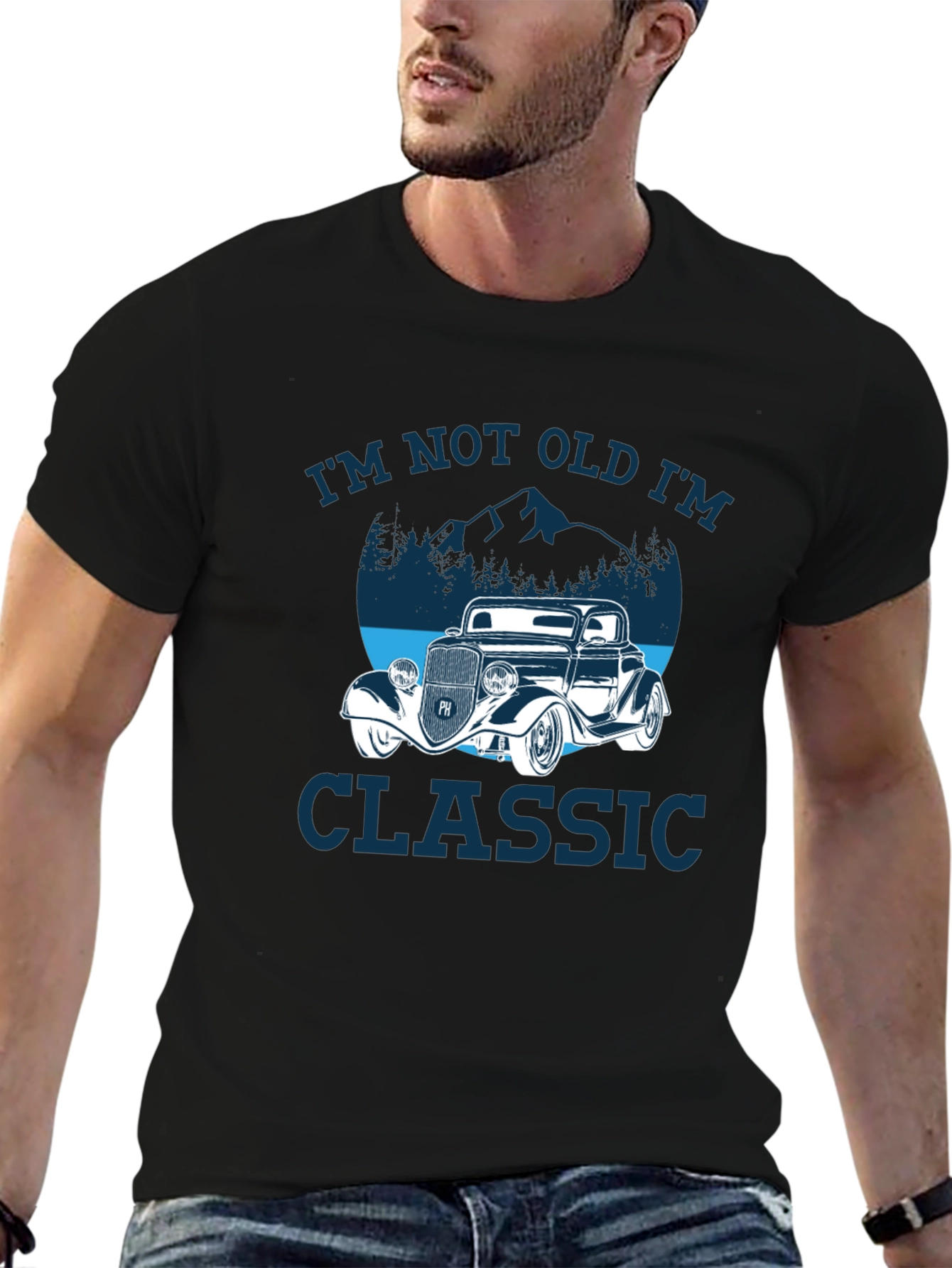 Black Classic Car T-Shirt: I'm Not Old, I'm Classic view 6