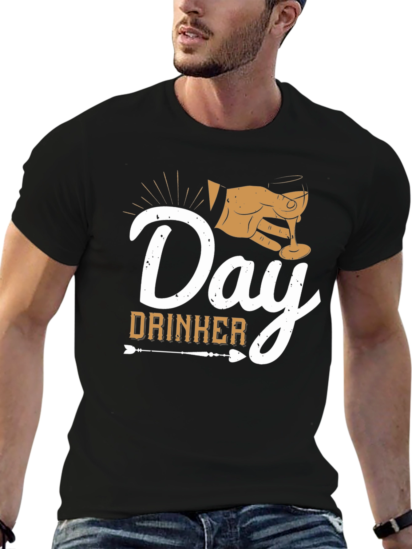 Black Day Drinker Graphic Tee - Black Casual T-Shirt view 6
