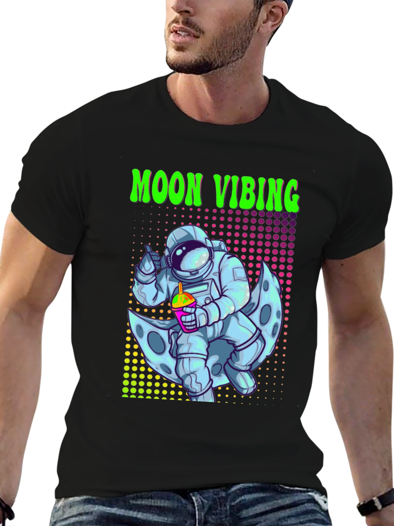 Black Moon Vibing Astronaut T-Shirt view 6