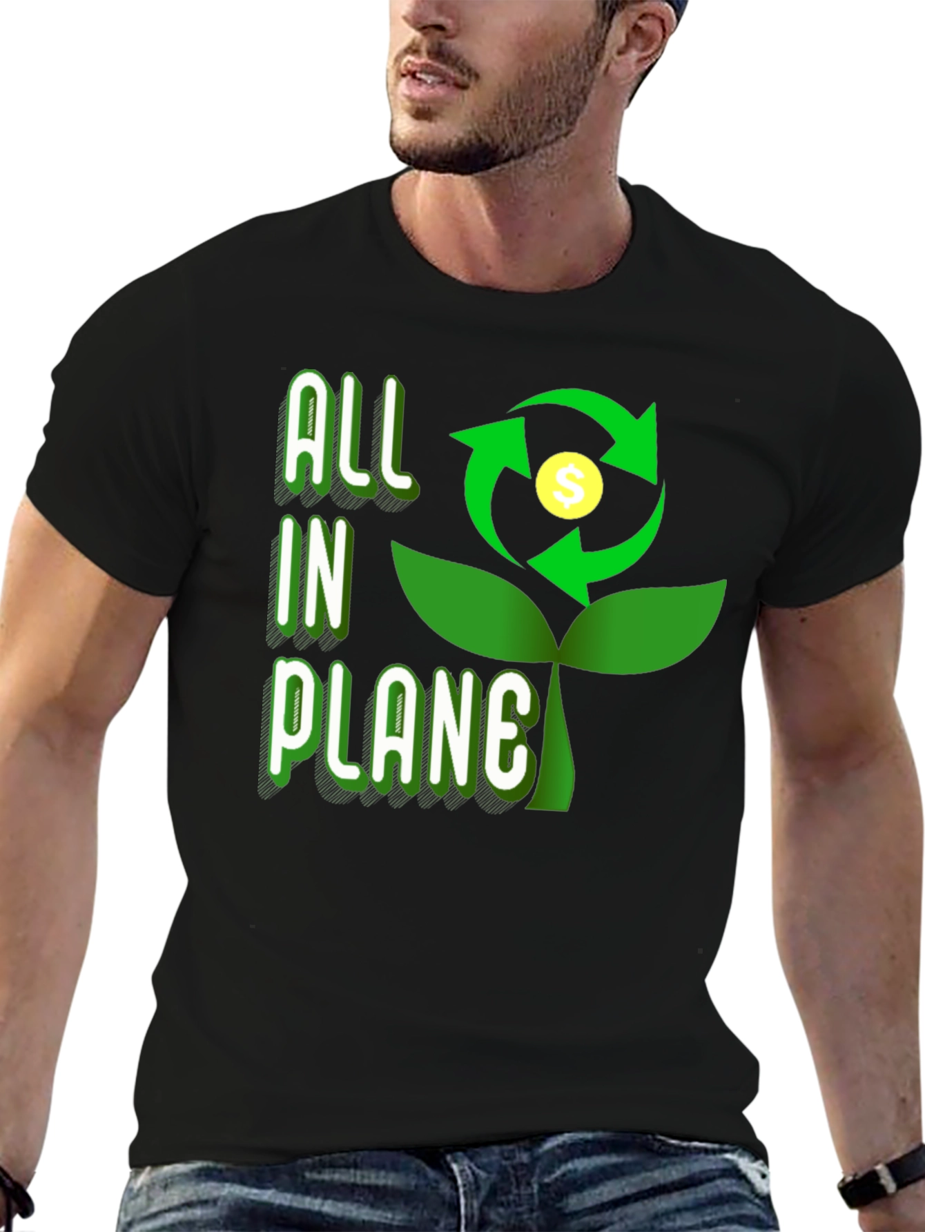 Black All In Plane Graphic Tee - Eco-Friendly Design view 6