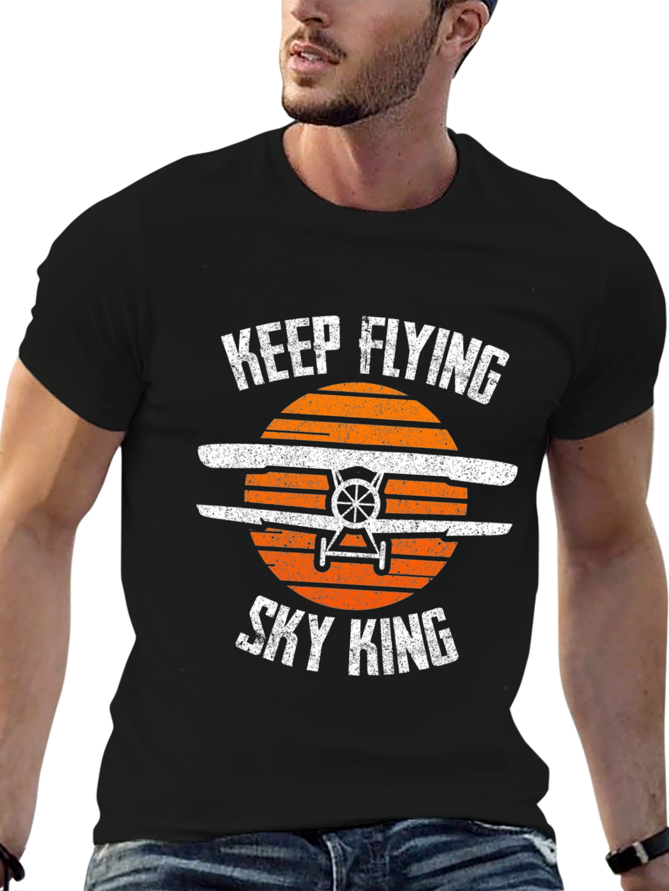 Black Keep Flying Sky King T-Shirt view 6