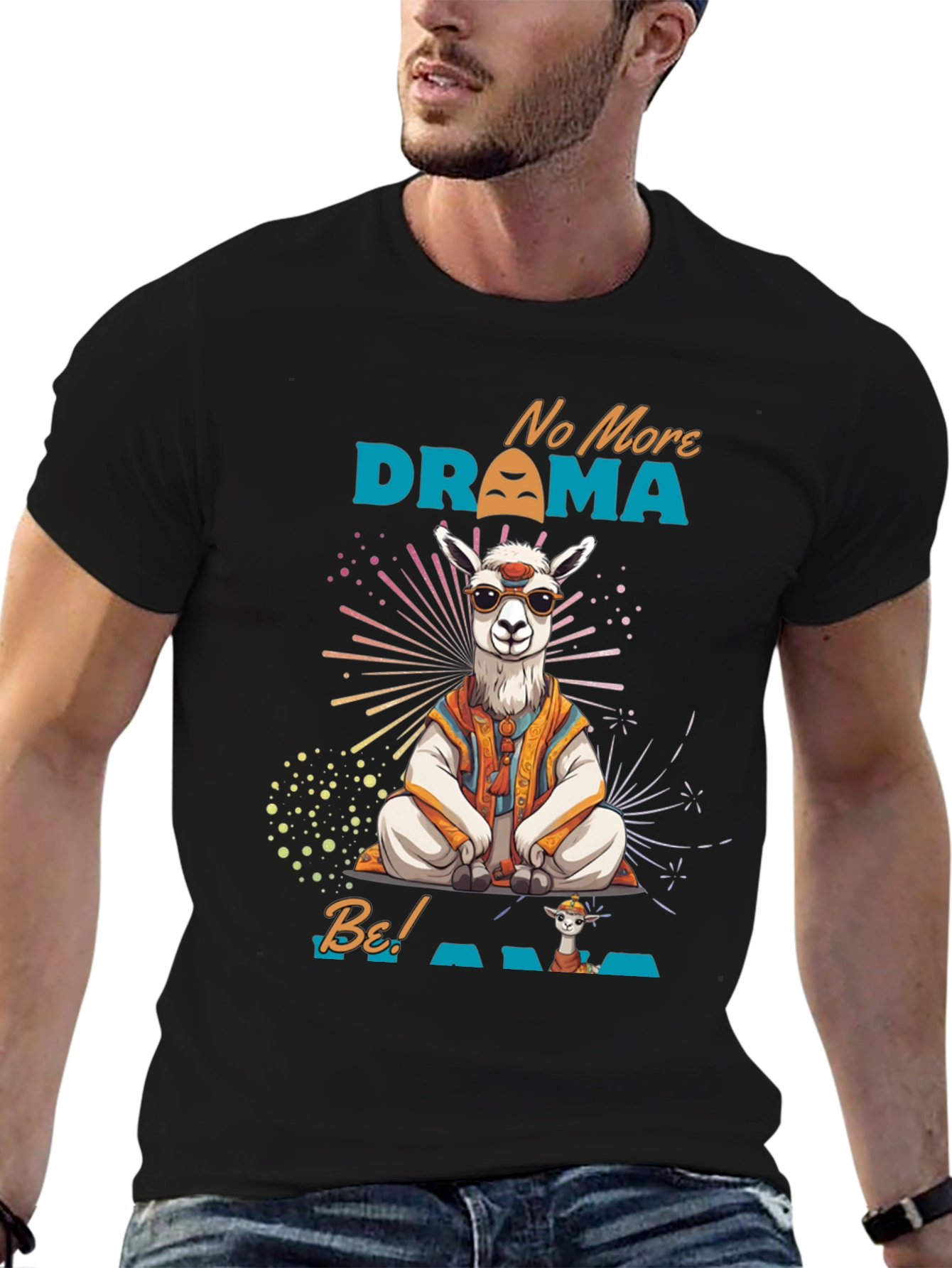 Black No More Drama Llama Men's T-Shirt view 6