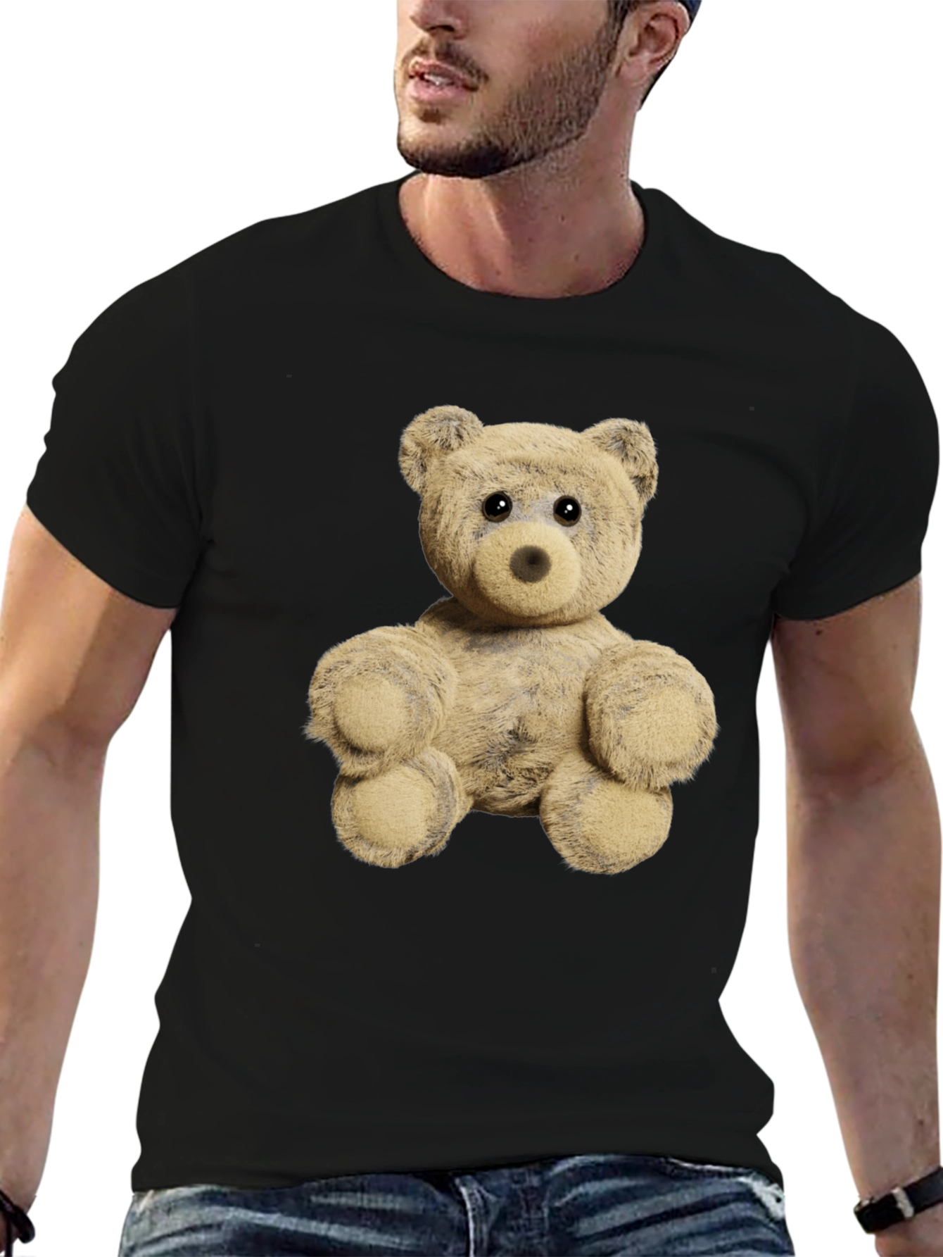 Black Teddy Bear Graphic Tee - Soft Plush Design view 6
