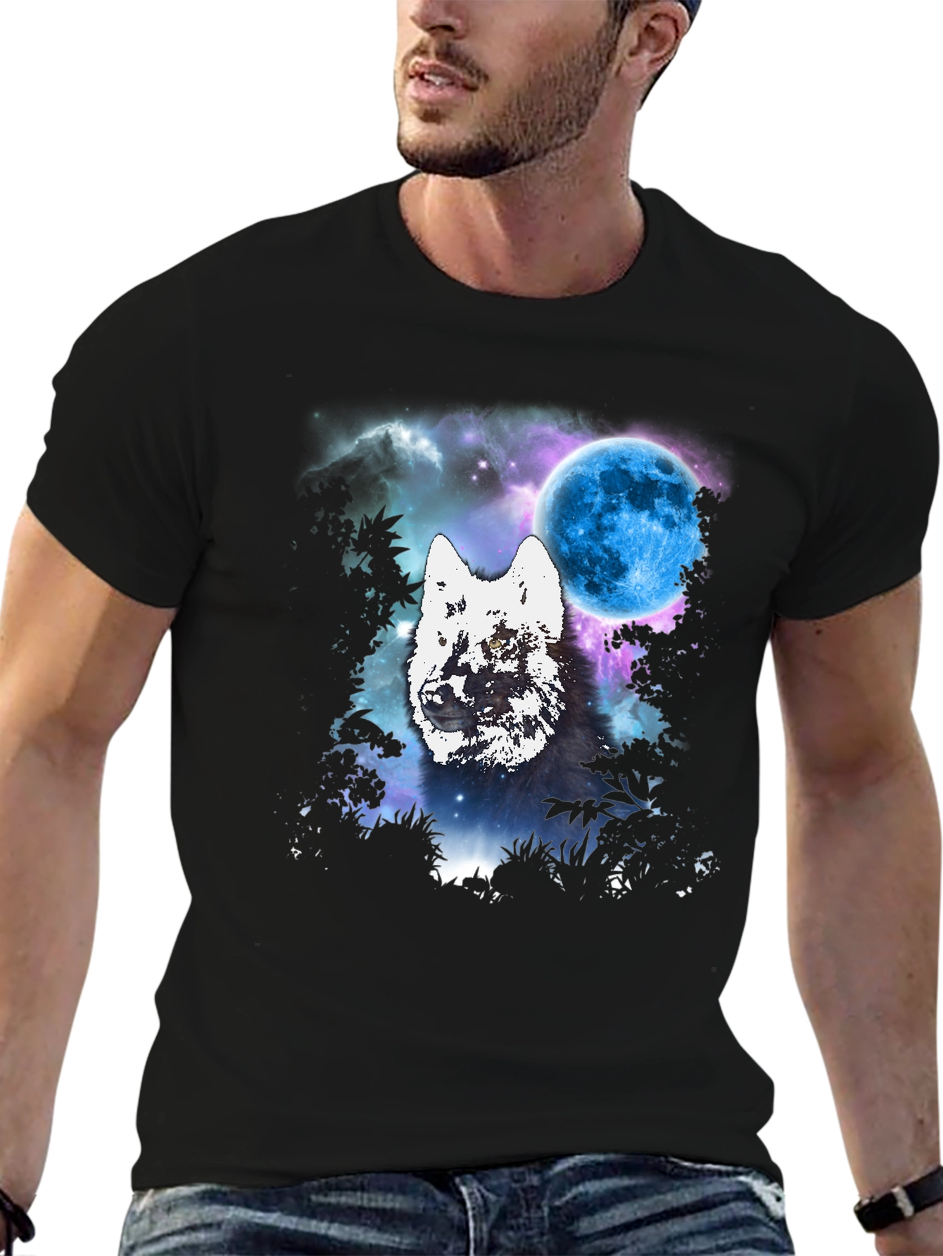 Black Wolf Moon Graphic Tee view 6