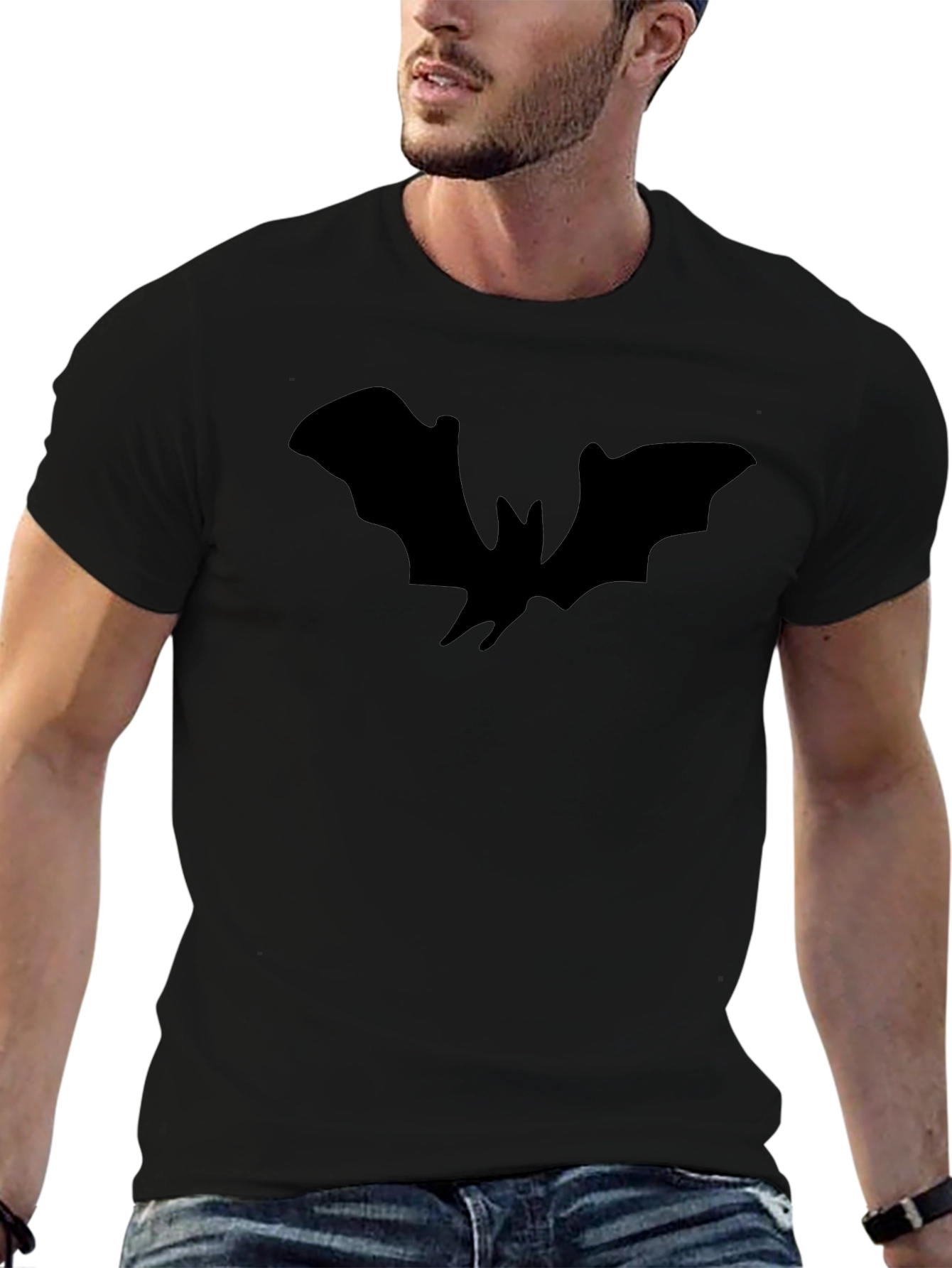 Black Bat Silhouette Black T-Shirt view 6