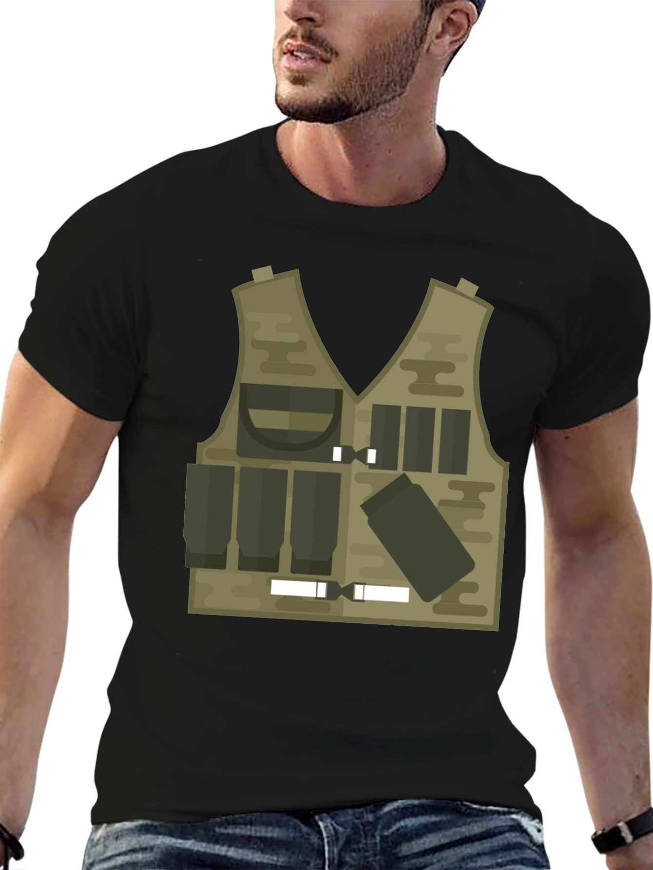 Black Tactical Vest Graphic Tee - Military Style view 6