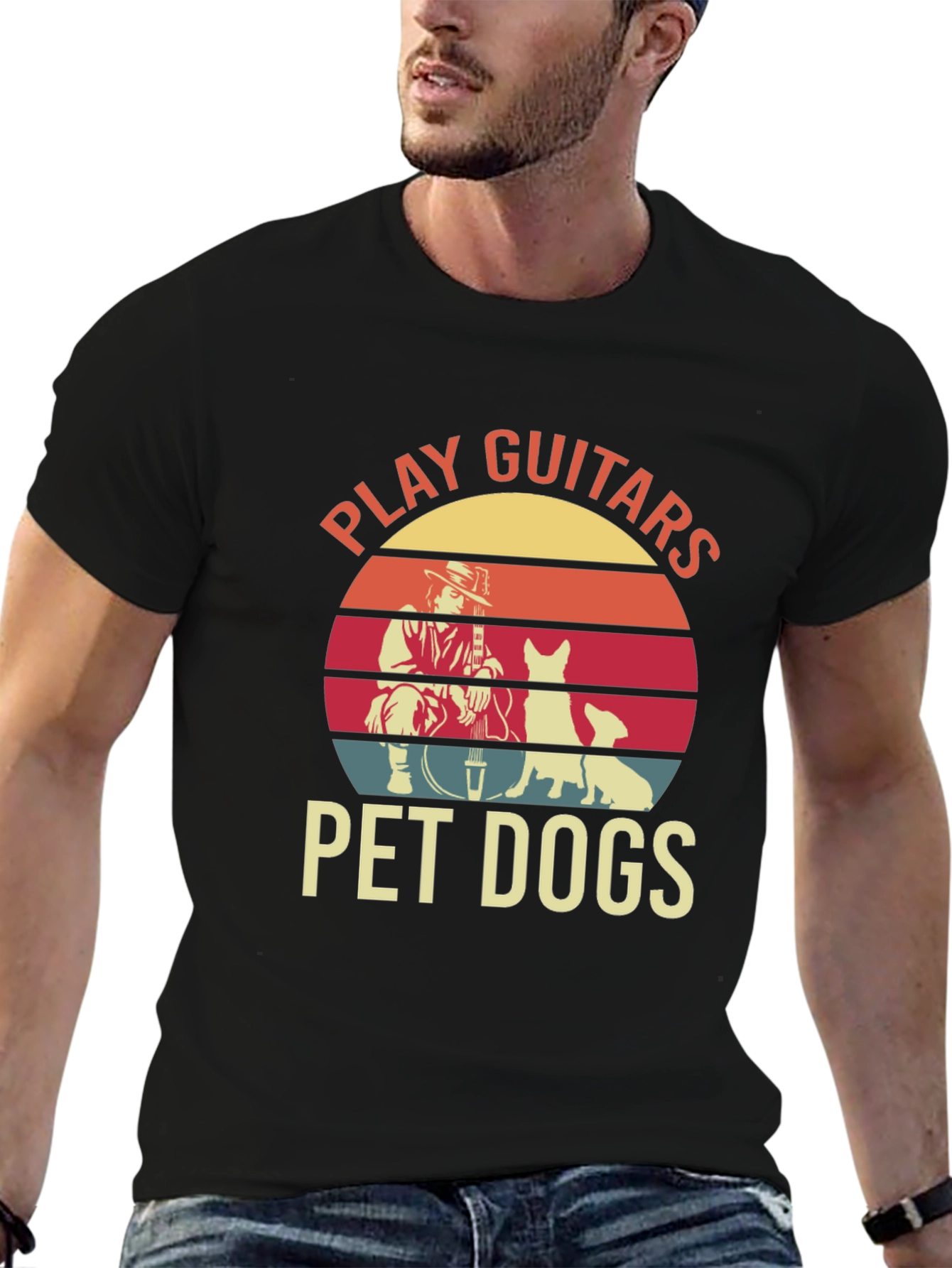 Black Play Guitars Pet Dogs Graphic Tee view 6
