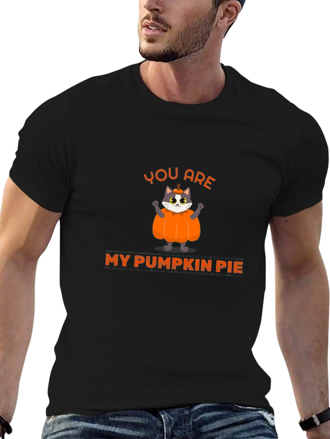 Black You are My Pumpkin Pie Cat Graphic T-Shirt view 6