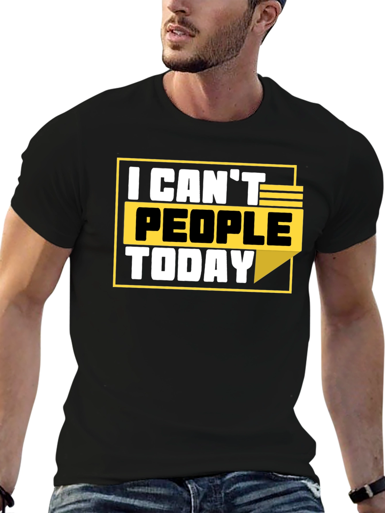 Black I Can't People Today Graphic T-Shirt view 6