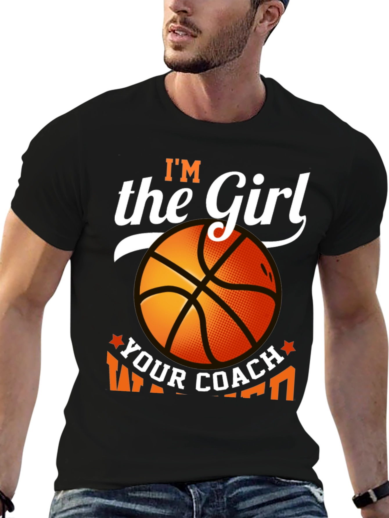 Black I'm The Girl Your Coach Warned You About Basketball T-Shirt view 6