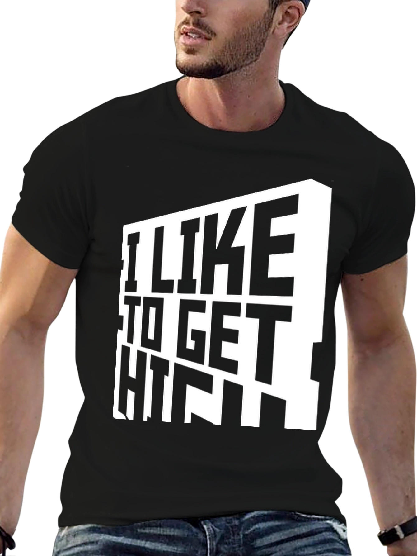 Black I Like To Get High T-Shirt - Black Graphic Tee view 6