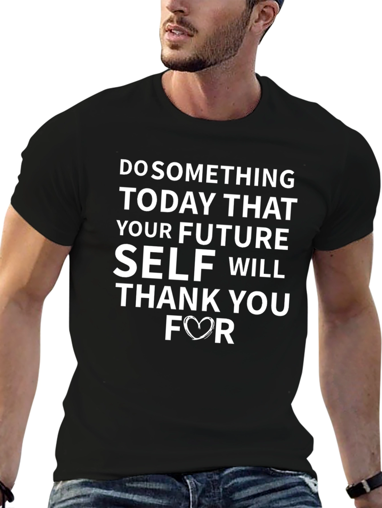 Black Inspirational Future Self T-Shirt - Black view 6
