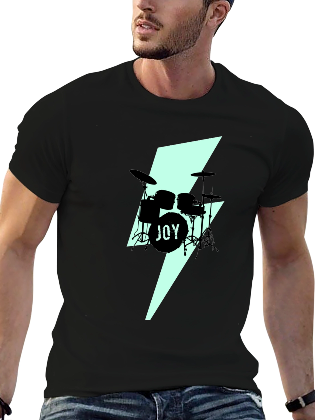 Black Joy Drums Graphic Tee - Black Crew Neck view 6