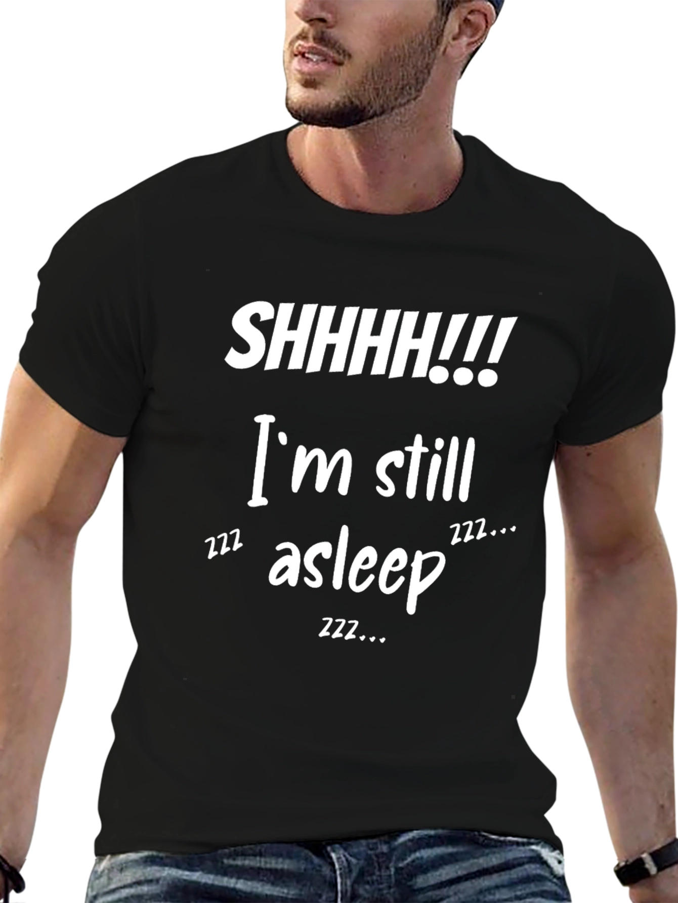 Black Funny SHHHH!!! I'm Still Asleep Graphic T-Shirt view 6