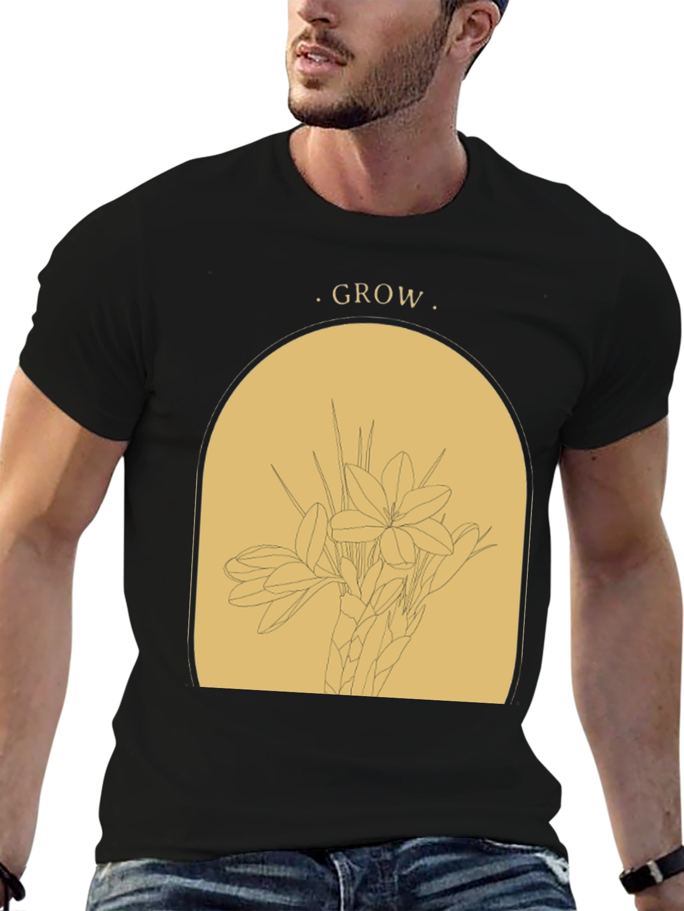 Black Grow Graphic T-Shirt - Black Botanical Tee view 6