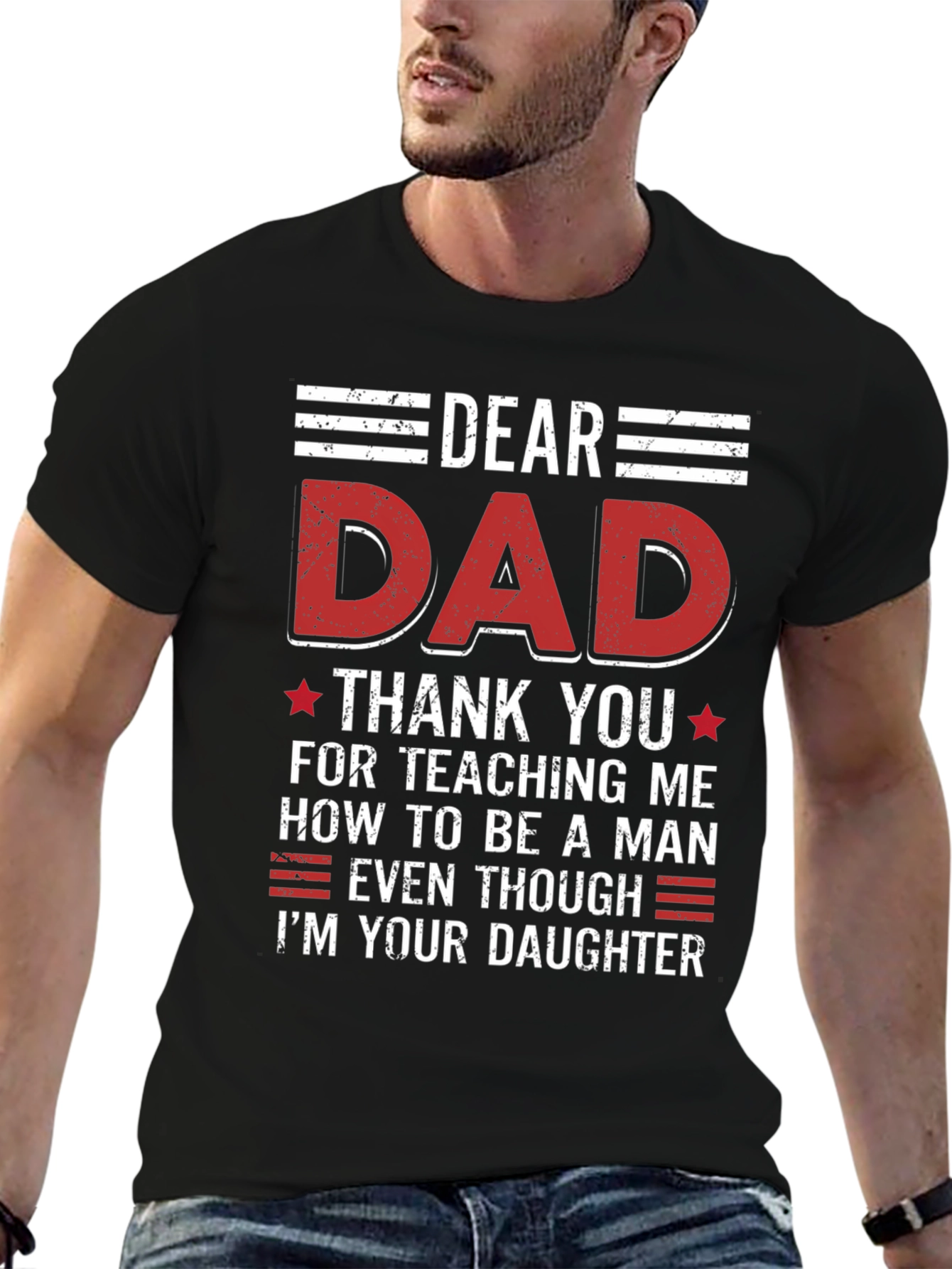Black Dear Dad T-Shirt - Father's Day Gift view 6